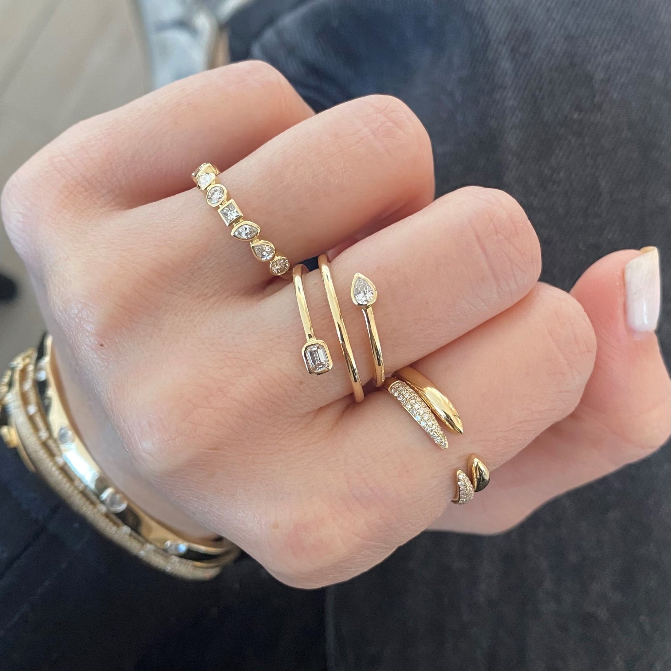 Bezel Diamond Multi Shape Ring