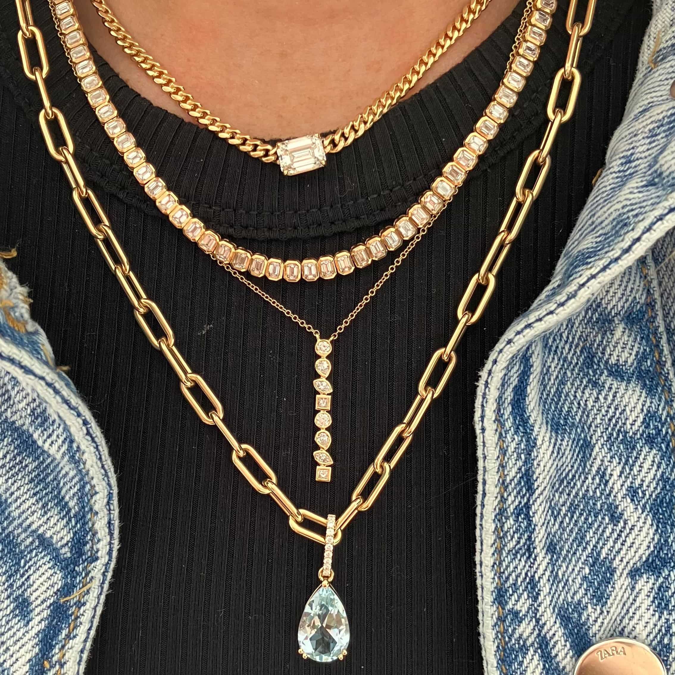 Multi Shape Bezel Diamond Necklace