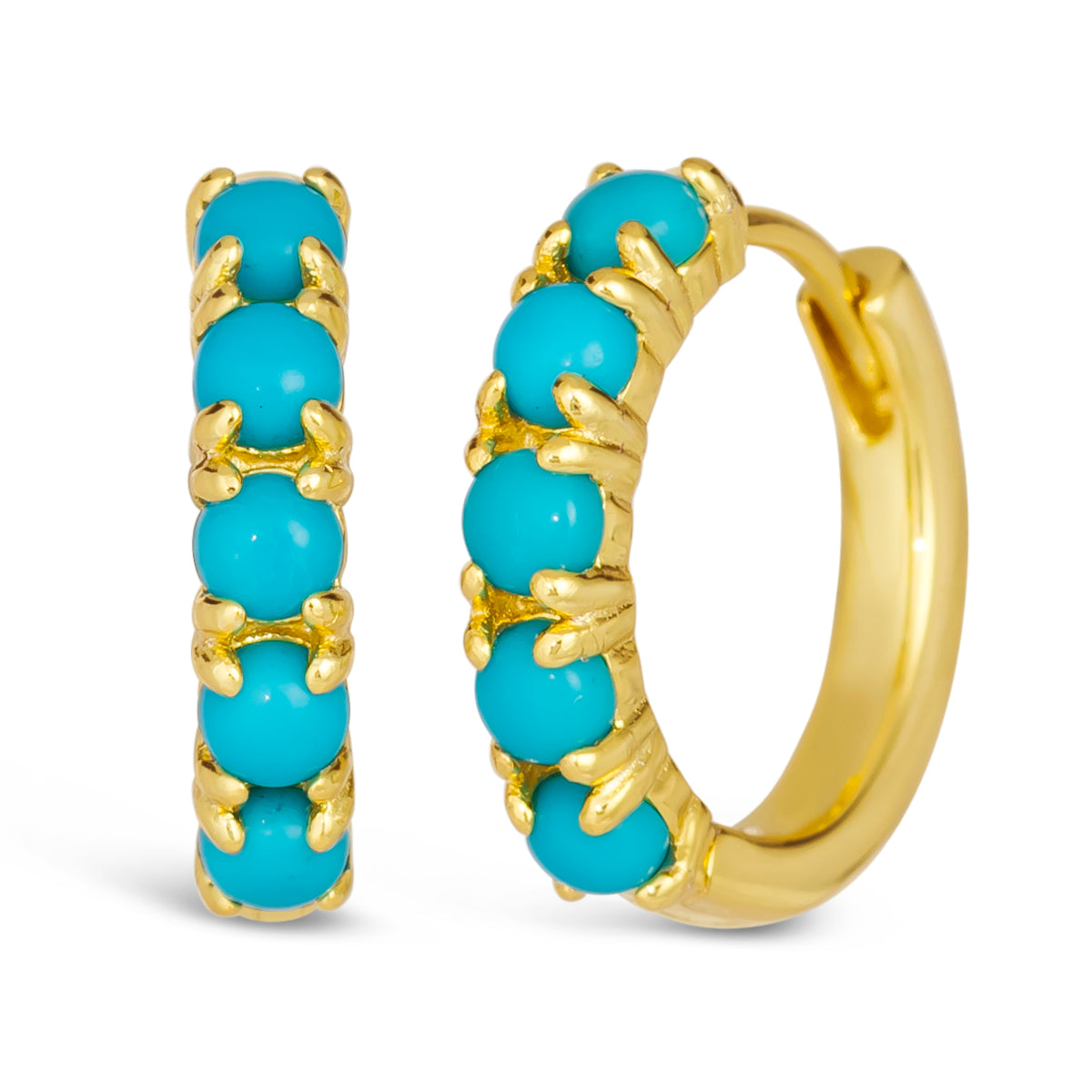 Olivia 72 Blue Turquoise Huggie Earrings