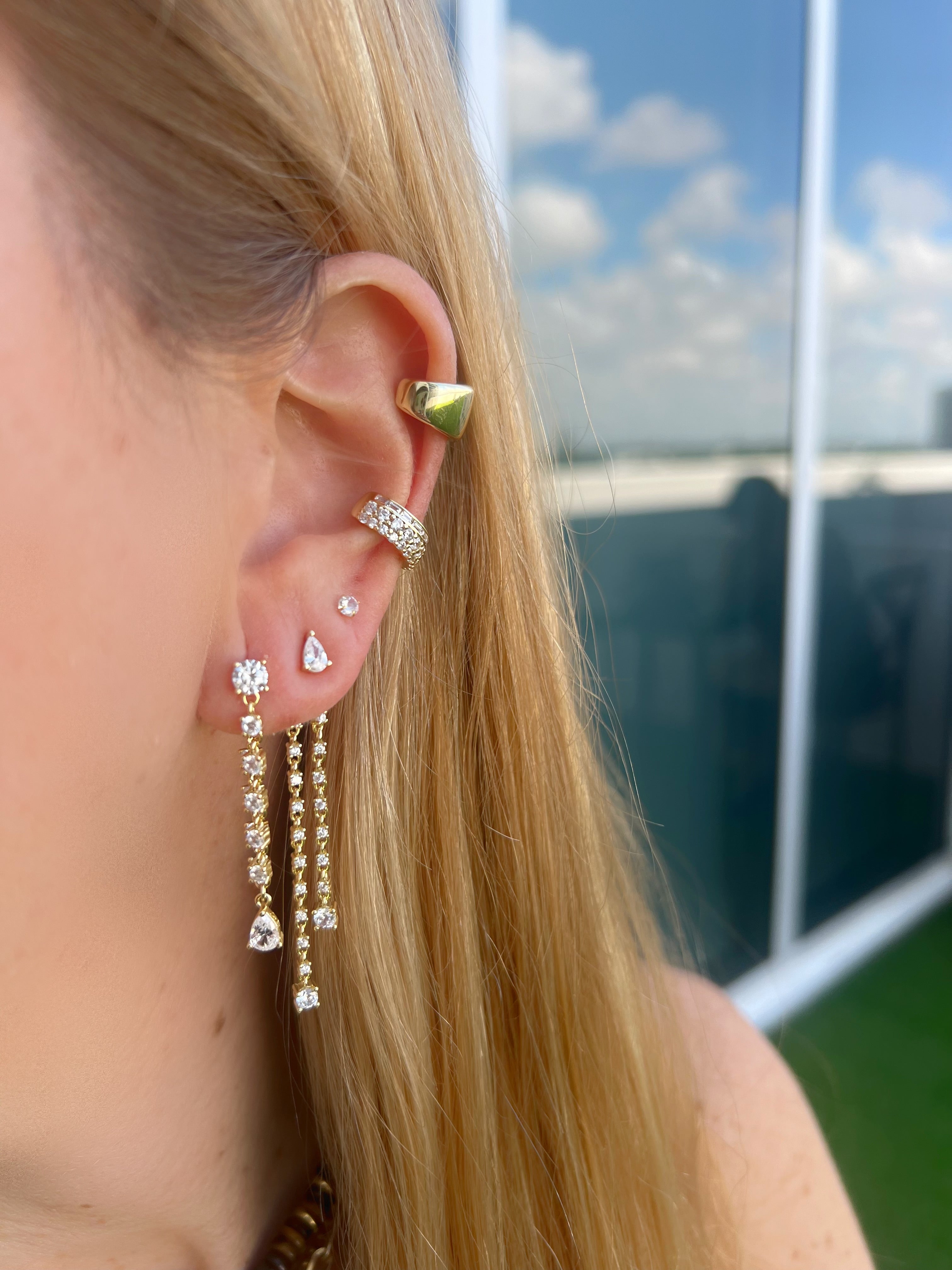 Diamond Drop Removable Back Earrings