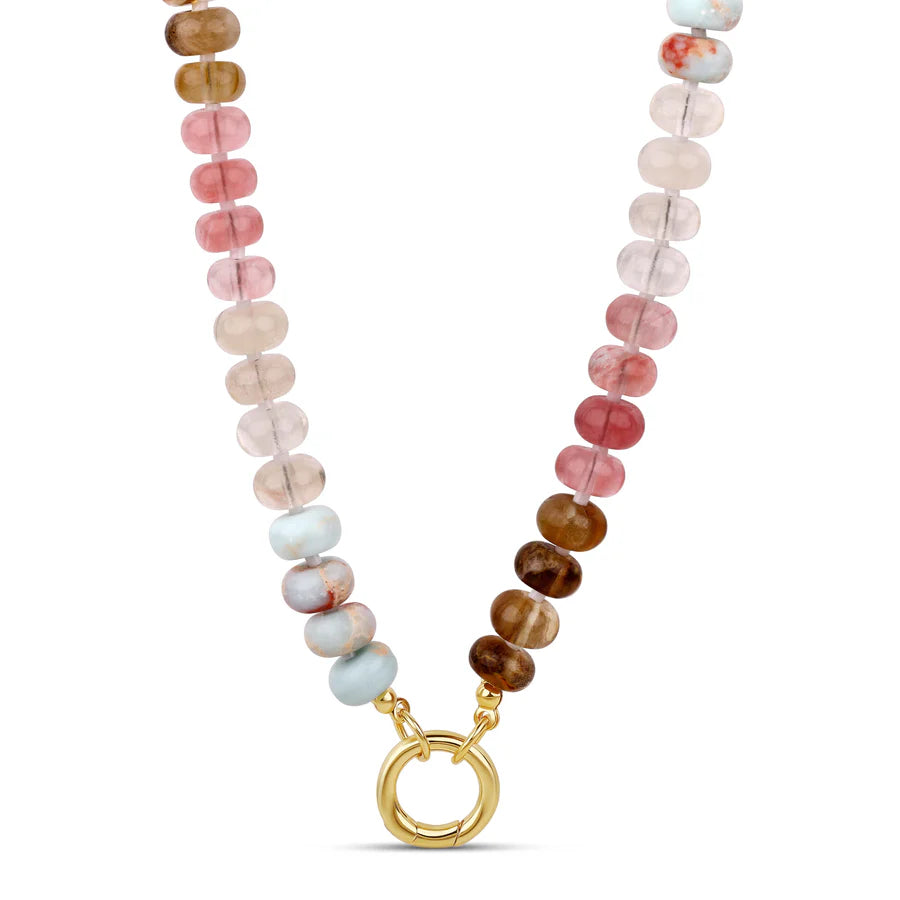 Ocean Stone Beaded Push Clasp Necklace