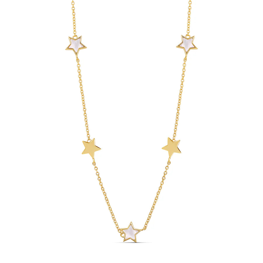 Stone & Solid Star Necklace