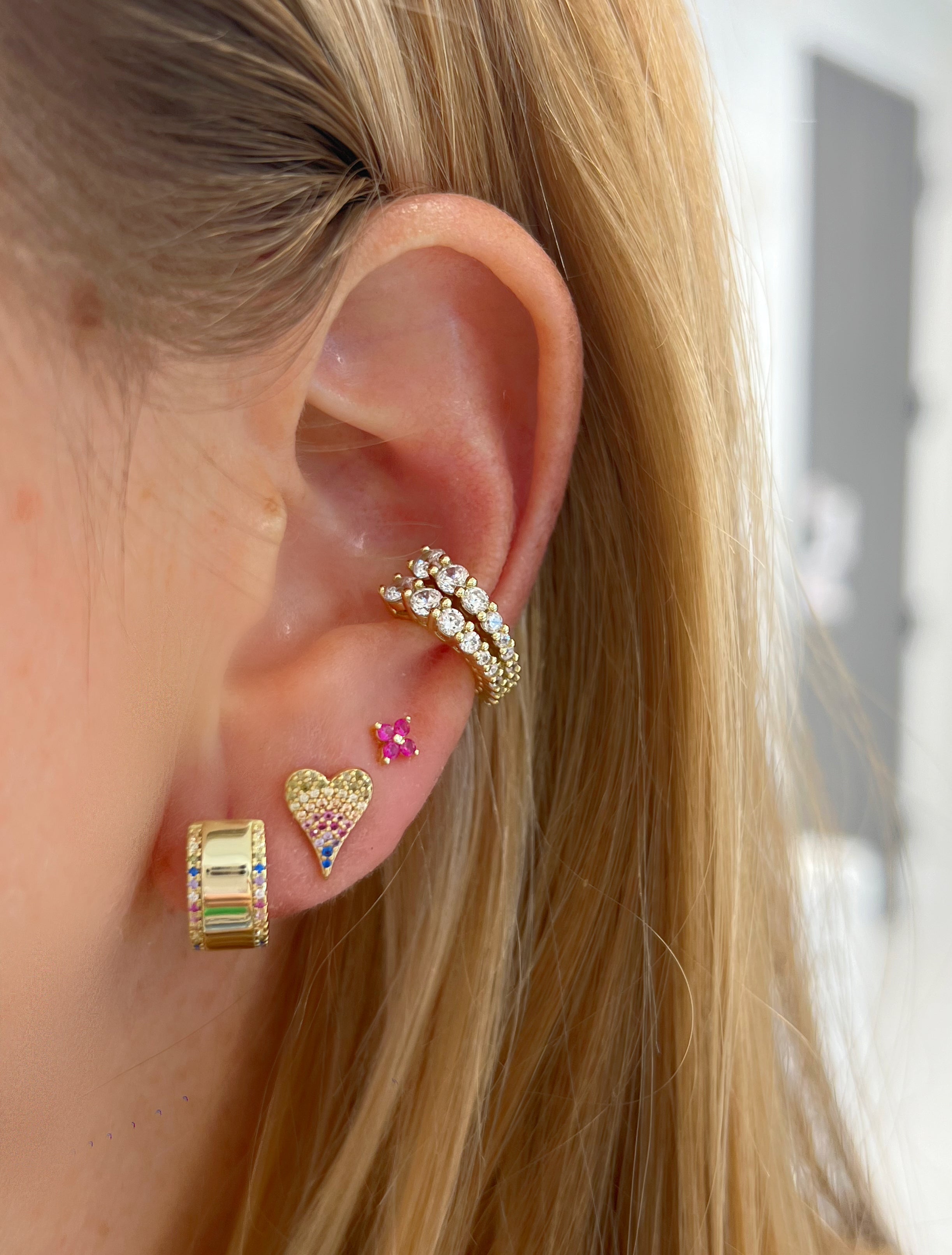 Rainbow Perfect Heart Stud