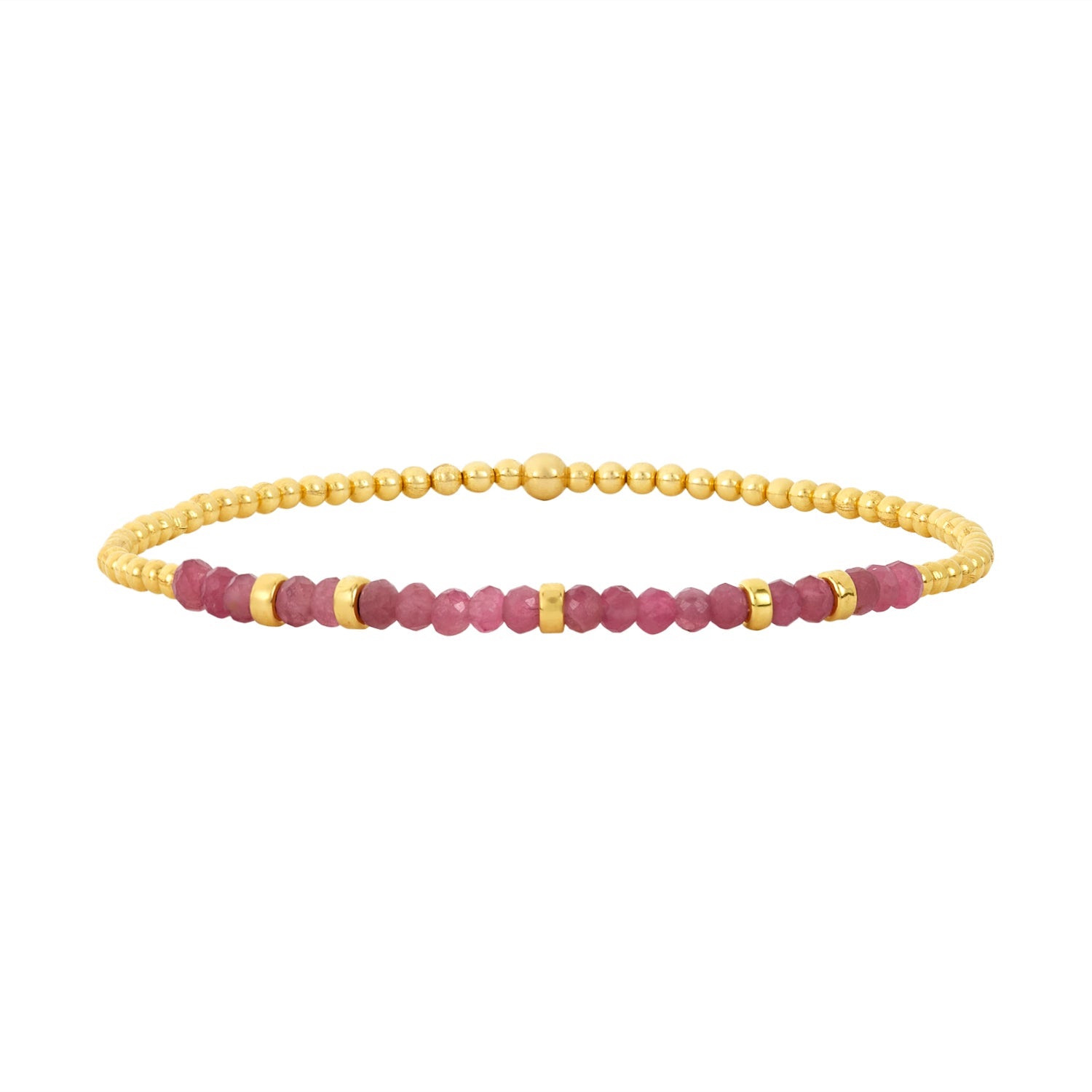 2mm Signature Bracelet with Pink Tourmaline and Rondelles