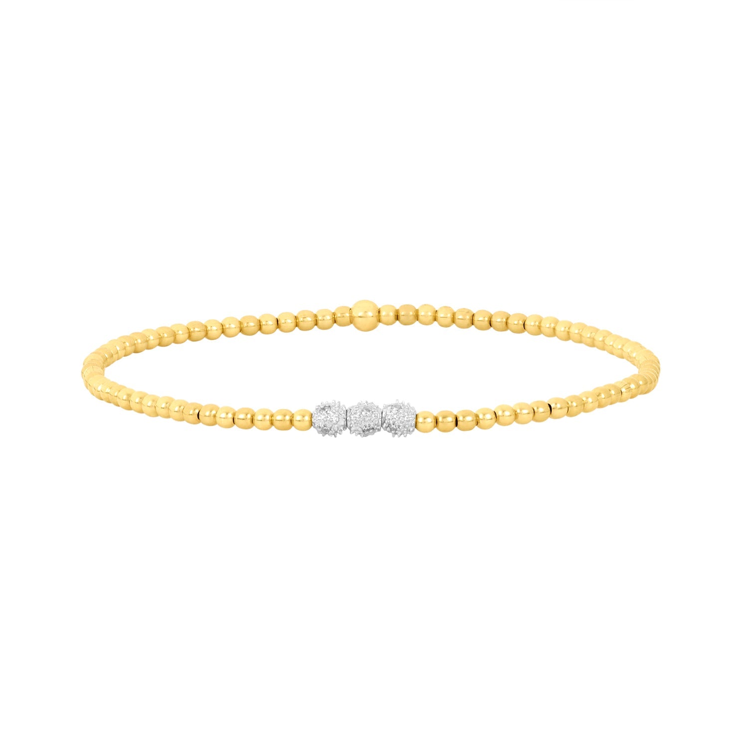 2MM Signature Bracelet with 3 14K Diamond Beads