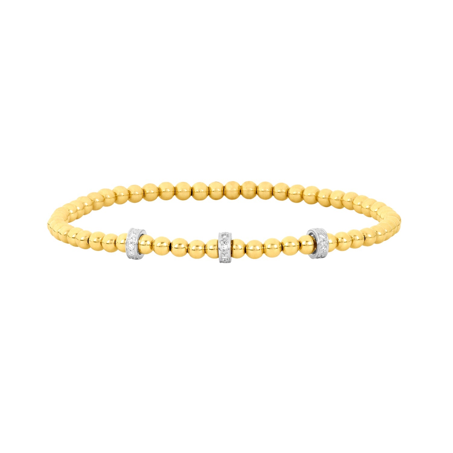 3MM Signature Bracelet with 3 14K Diamond Rondelles