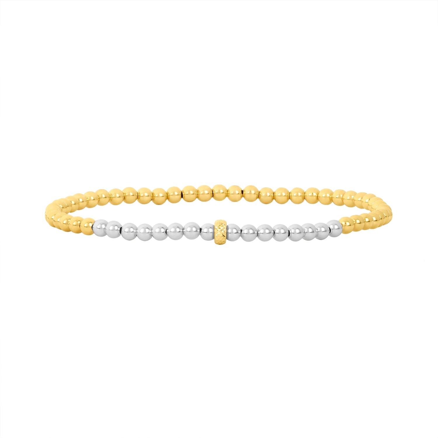 3MM Yellow Gold Filled Bracelet with 3MM Sterling Silver and 14K Gold Rondelle