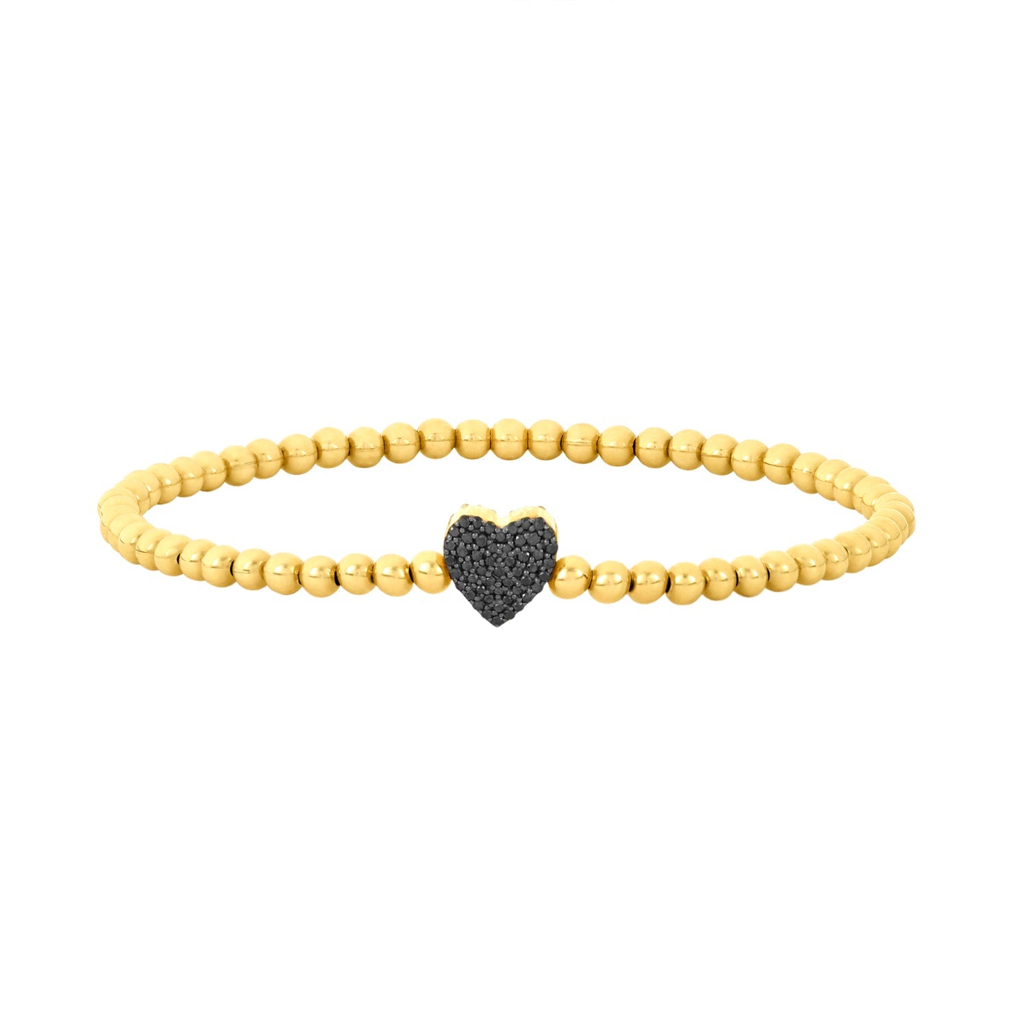 3MM Signature Bracelet with Black and Champagne Diamond Heart Bead