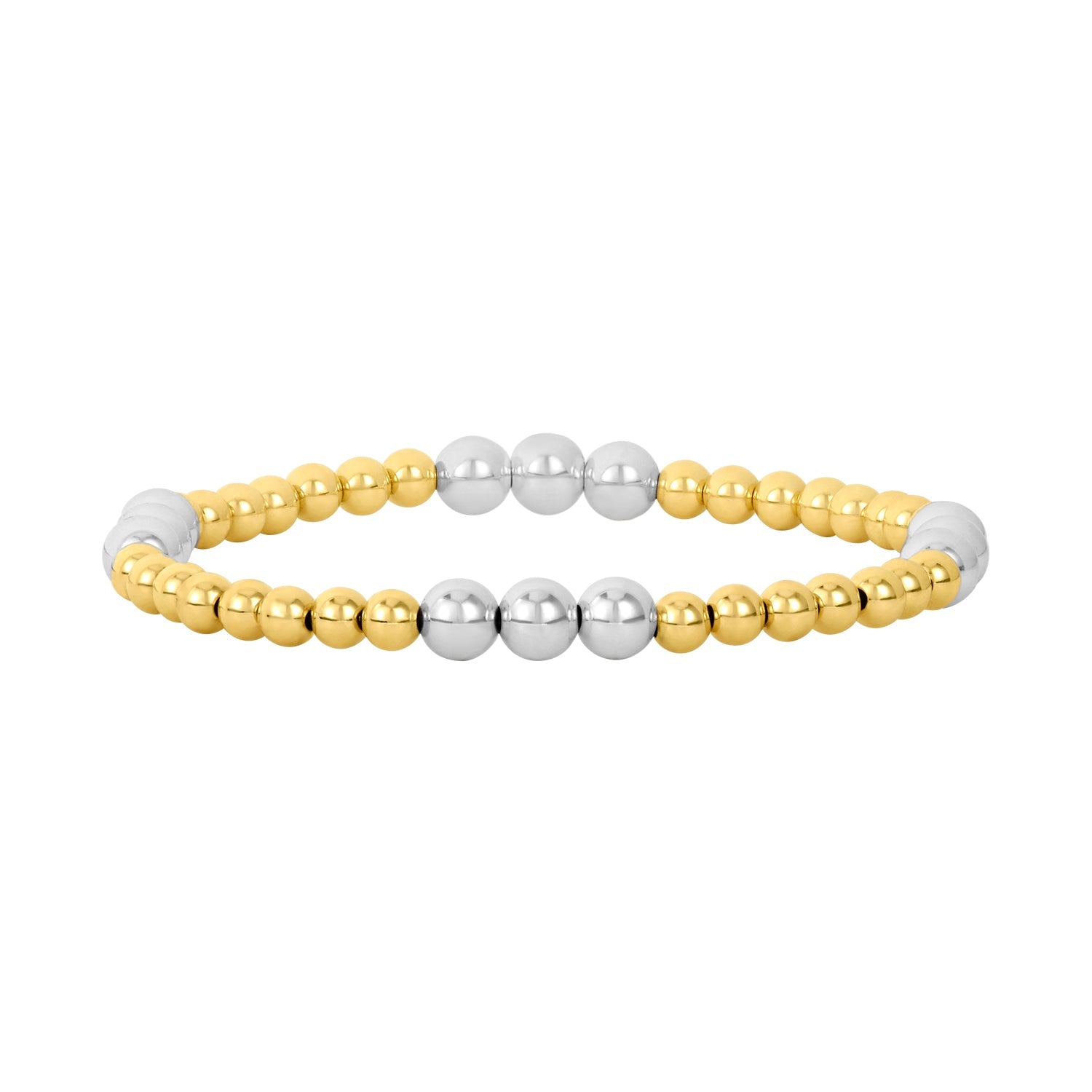 4MM Yellow Gold Filled Bracelet with 5MM Sterling Silver