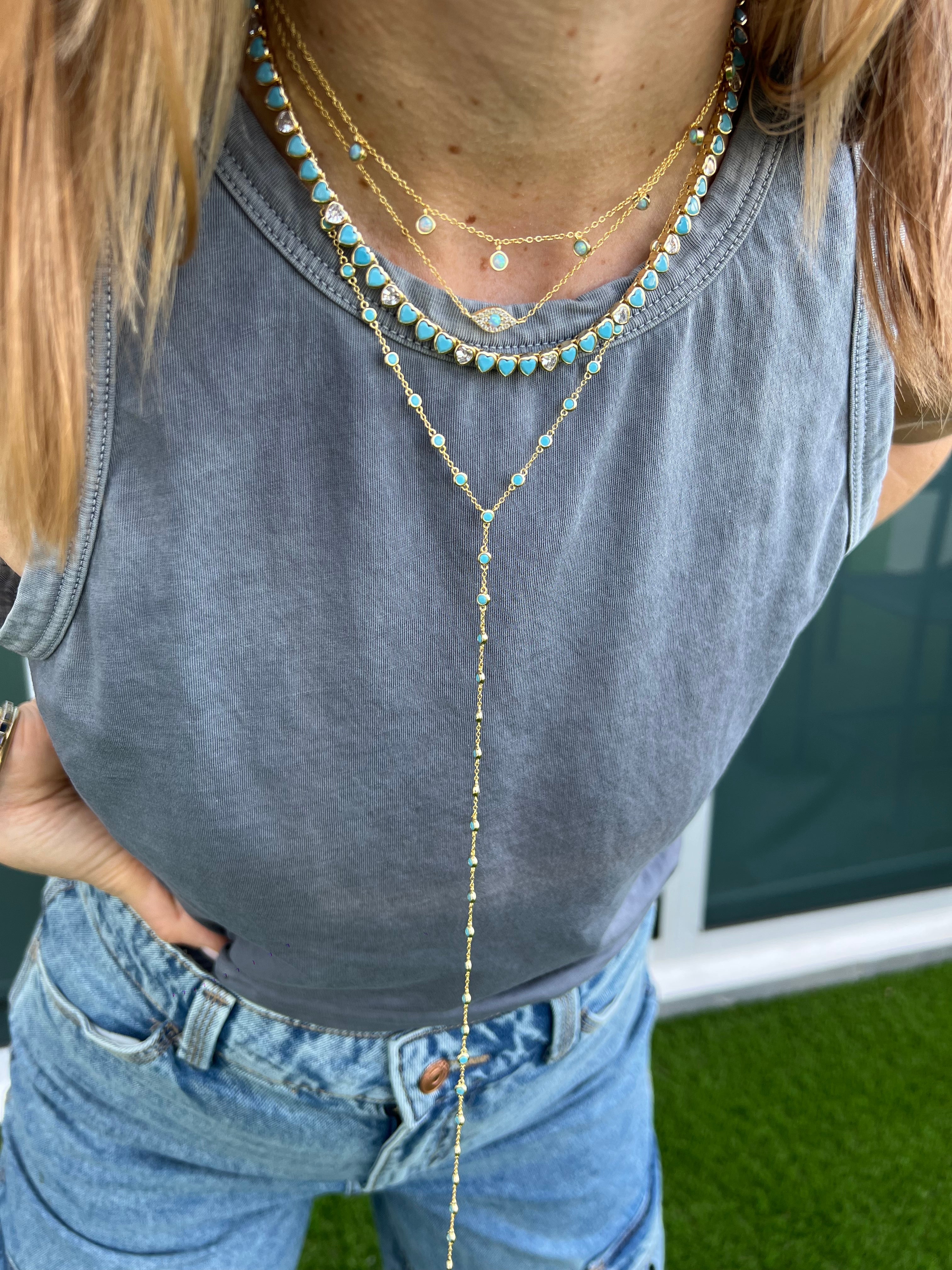 Turquoise Bezel Lariat