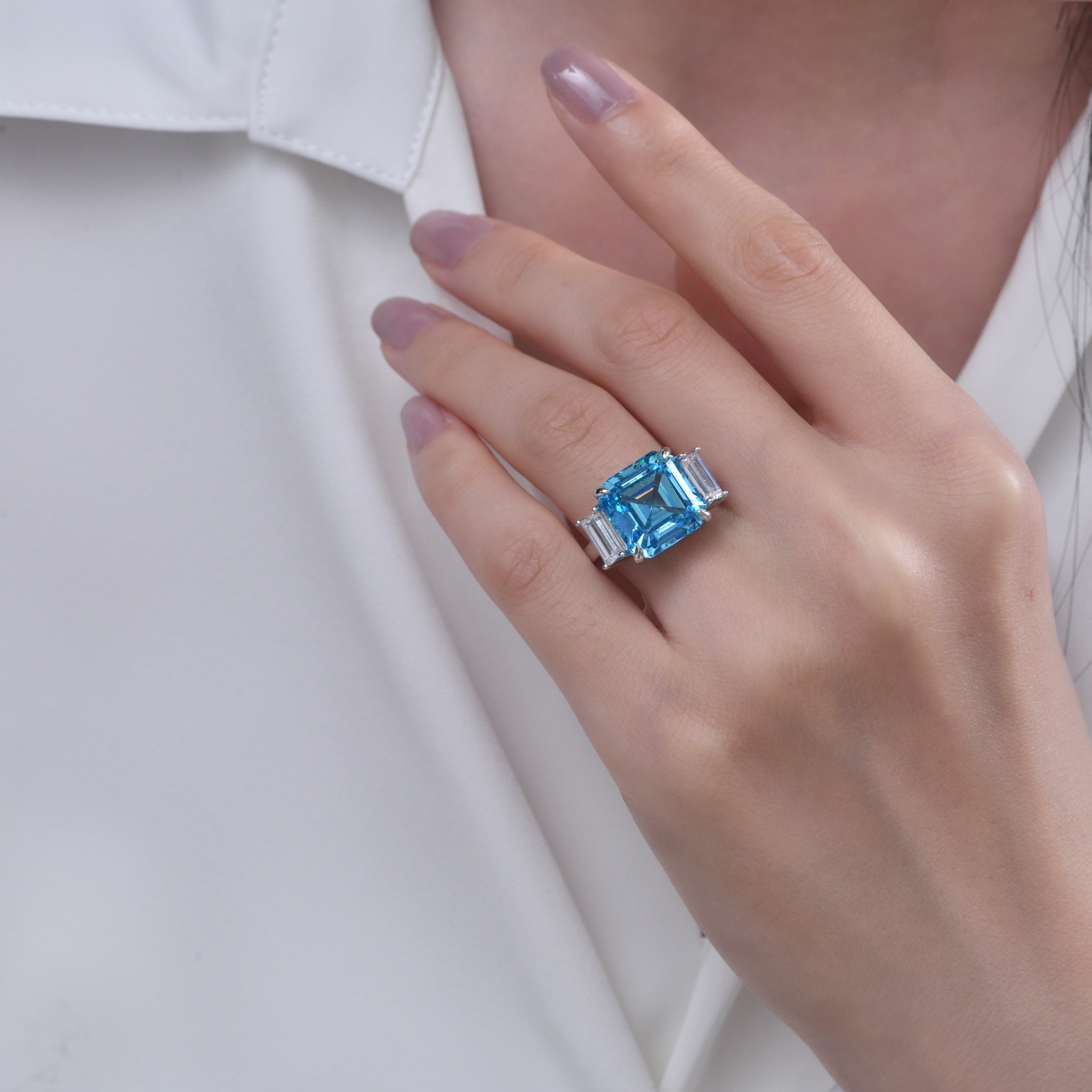 Ocean Drive 8 Carat Asscher Cut Ring