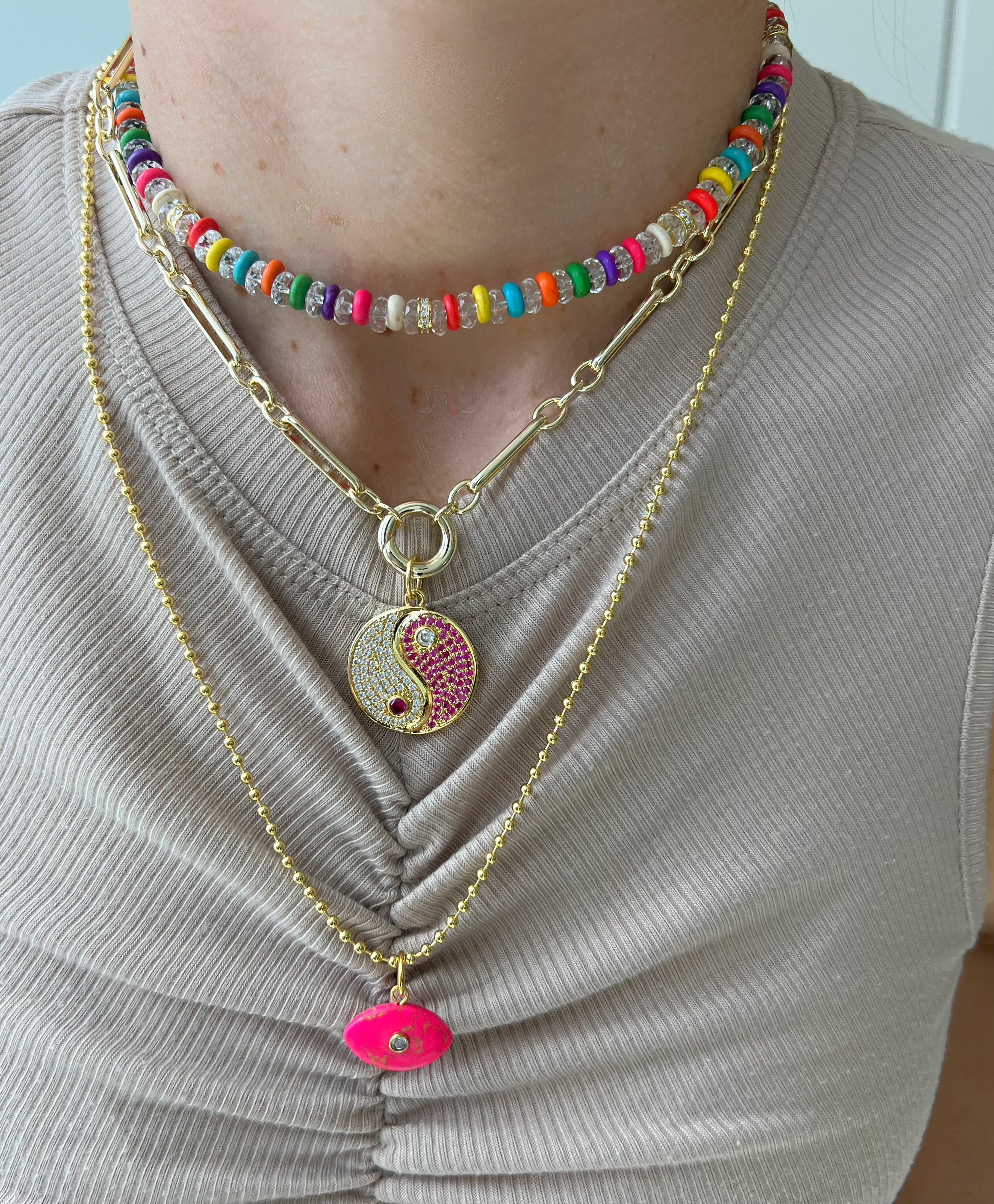 Rainbow Clear Pukka Necklace