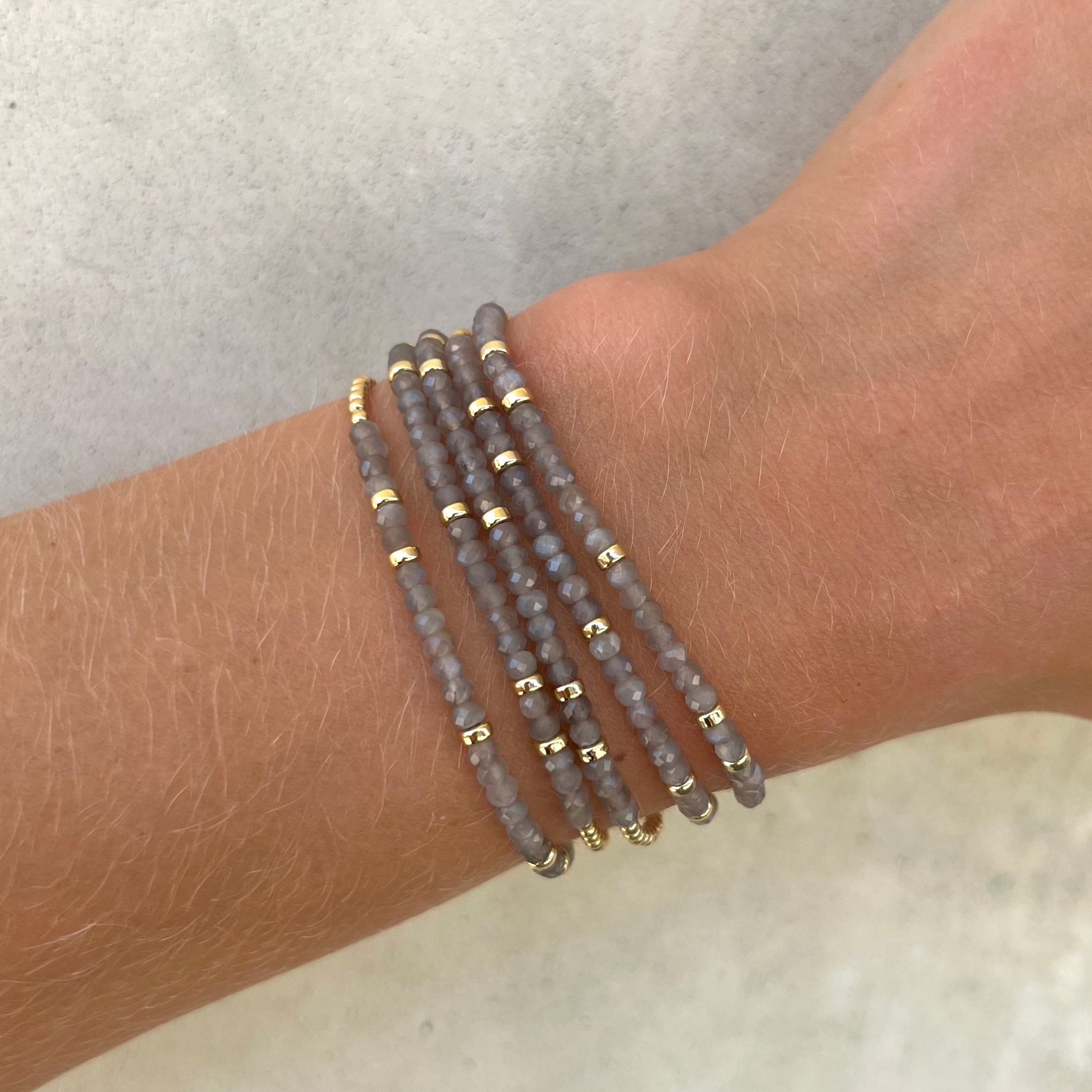 2mm Signature Bracelet with Chocolate Moonstone and Rondelles