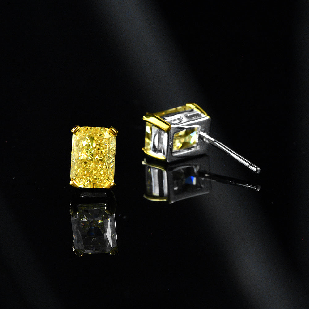 2 Carat Radiant Canary Yellow Studs