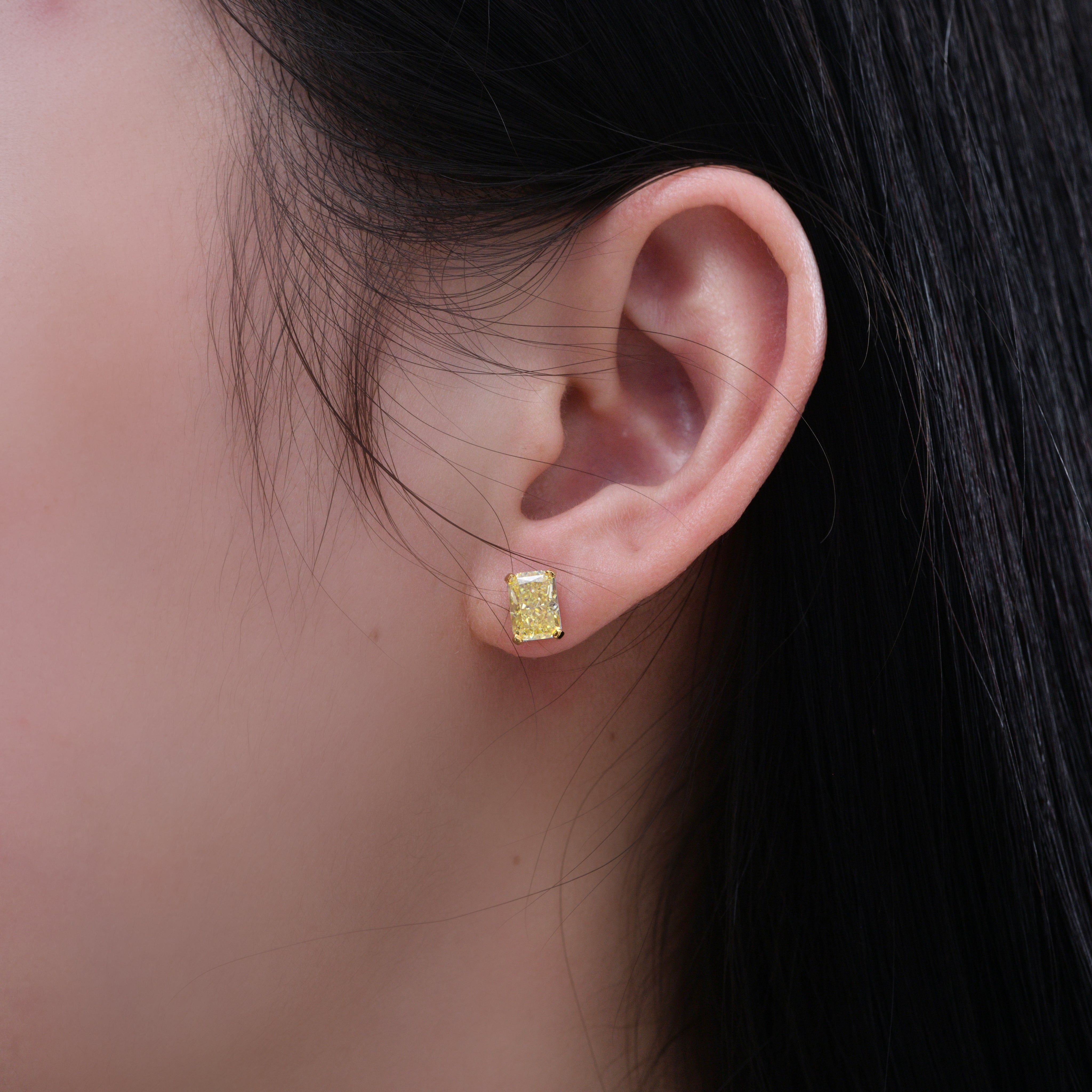 2 Carat Radiant Canary Yellow Studs