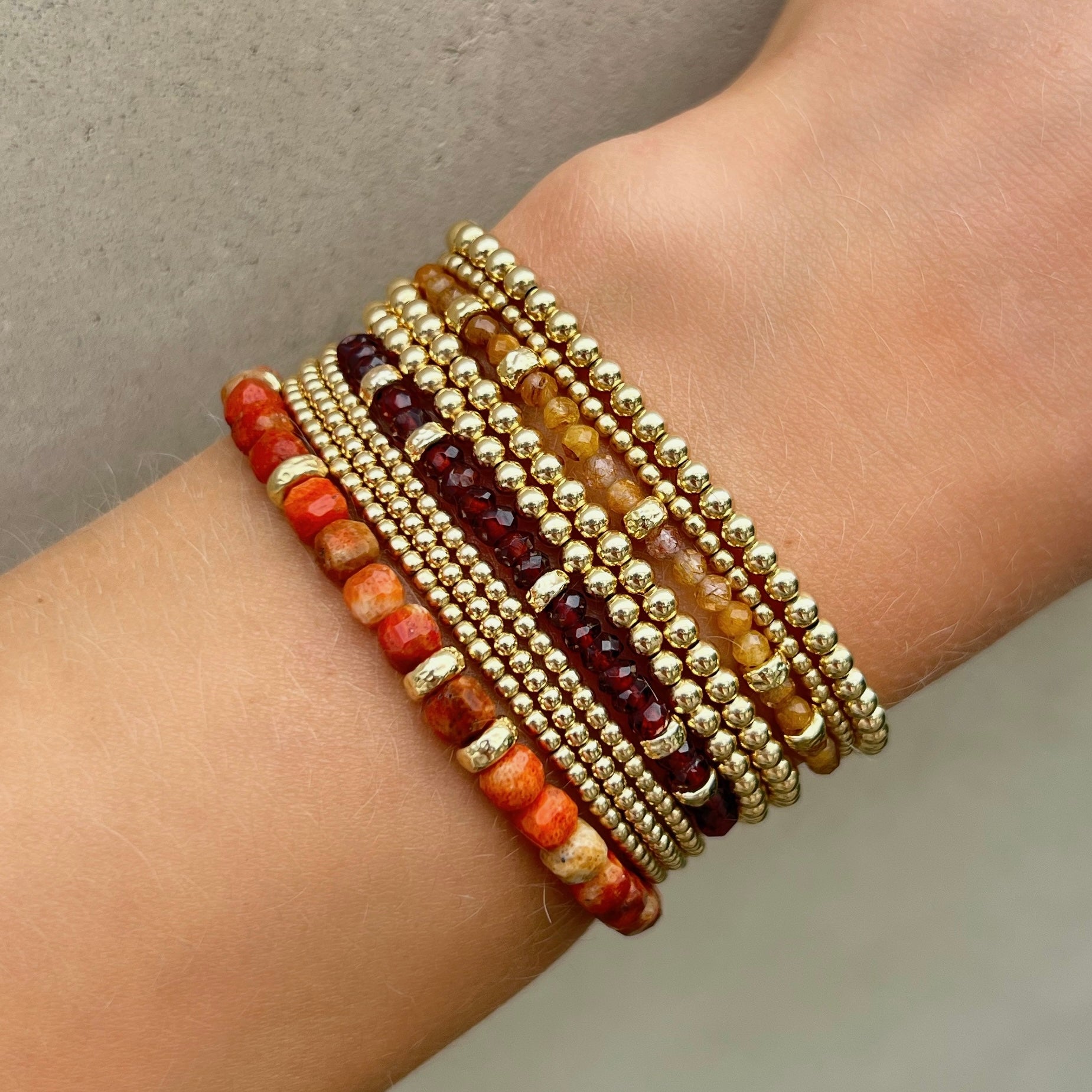 January Garnet and Rondelle Bracelet