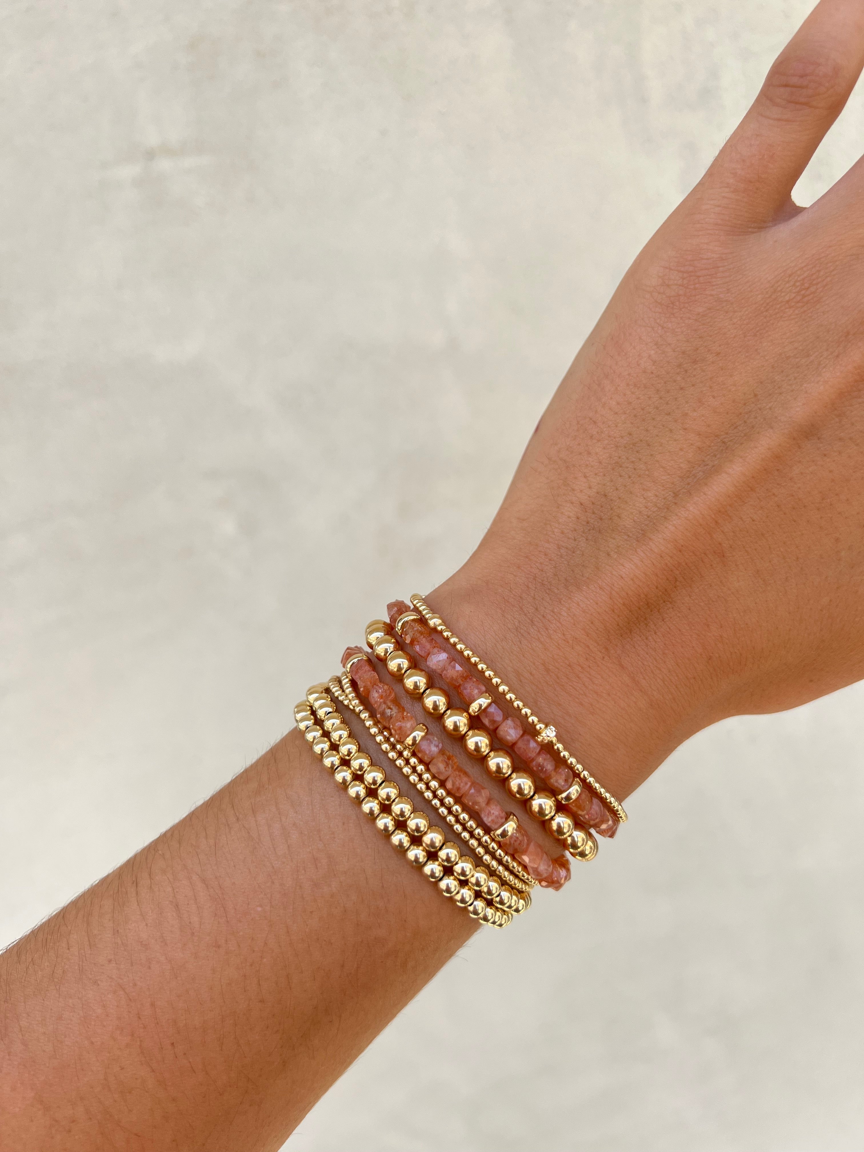 Sunstone and Rondelle Pattern Bracelet