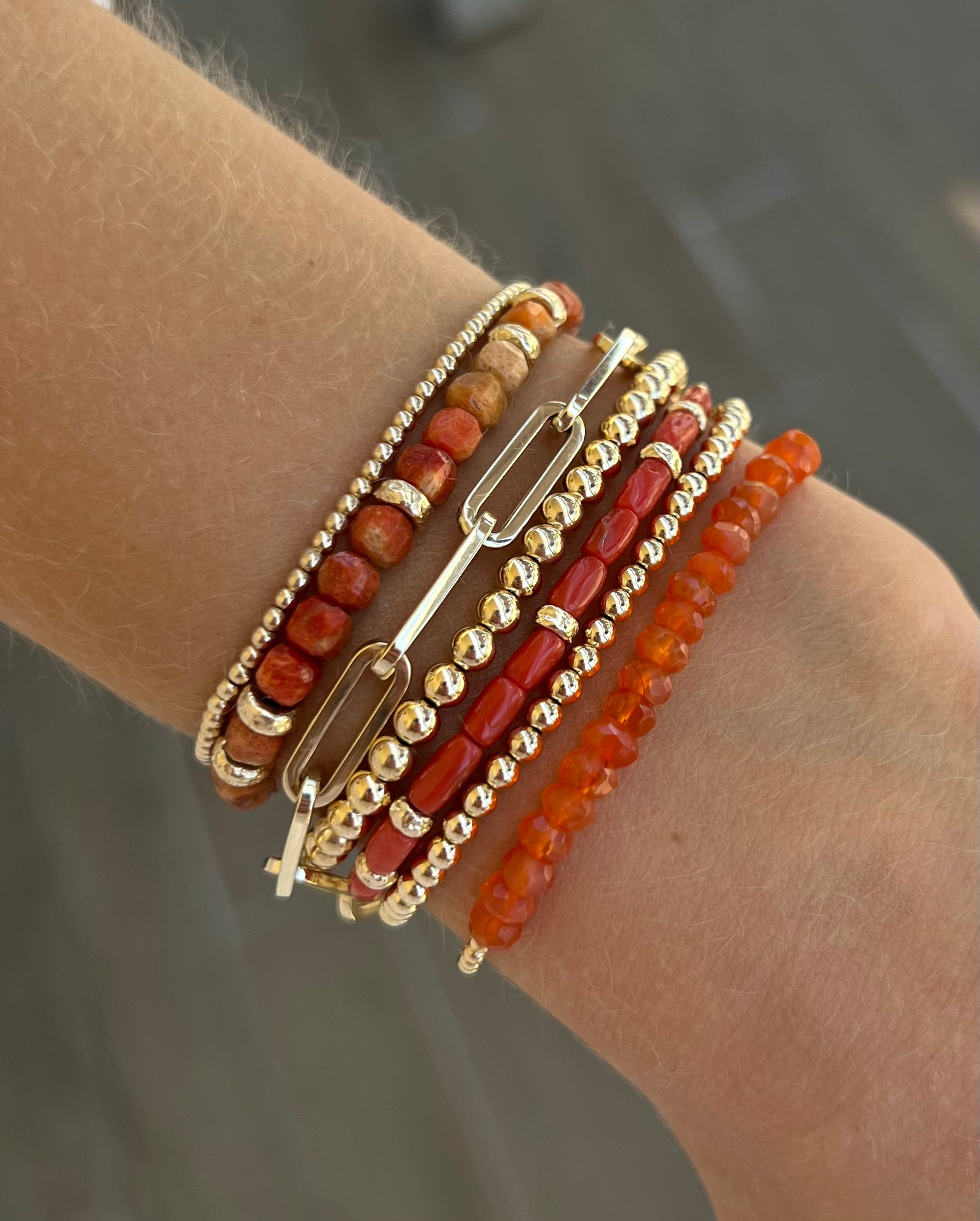 Coral and Rondelle Pattern Bracelet