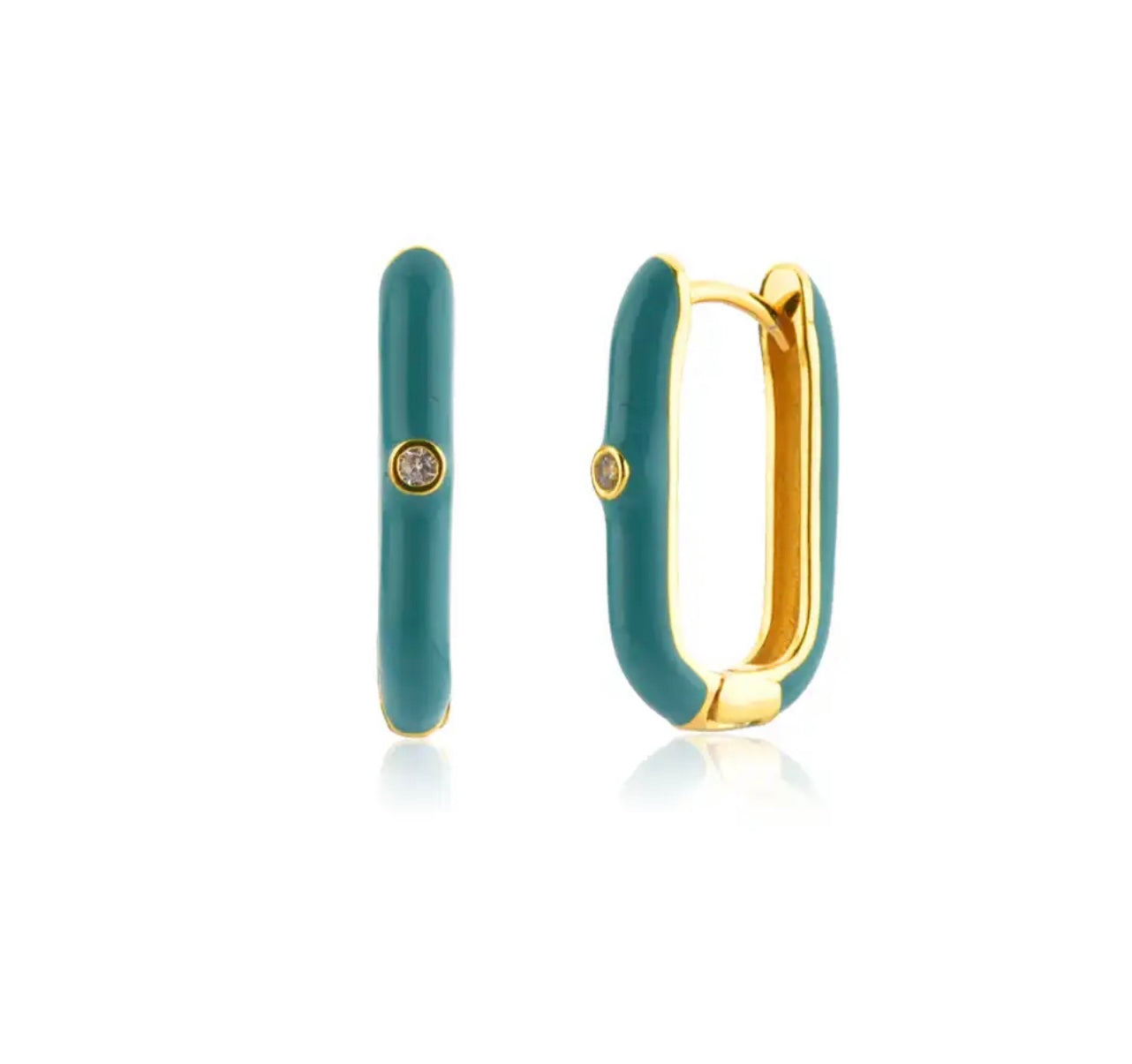 Enamel Oval Hoop Earrings