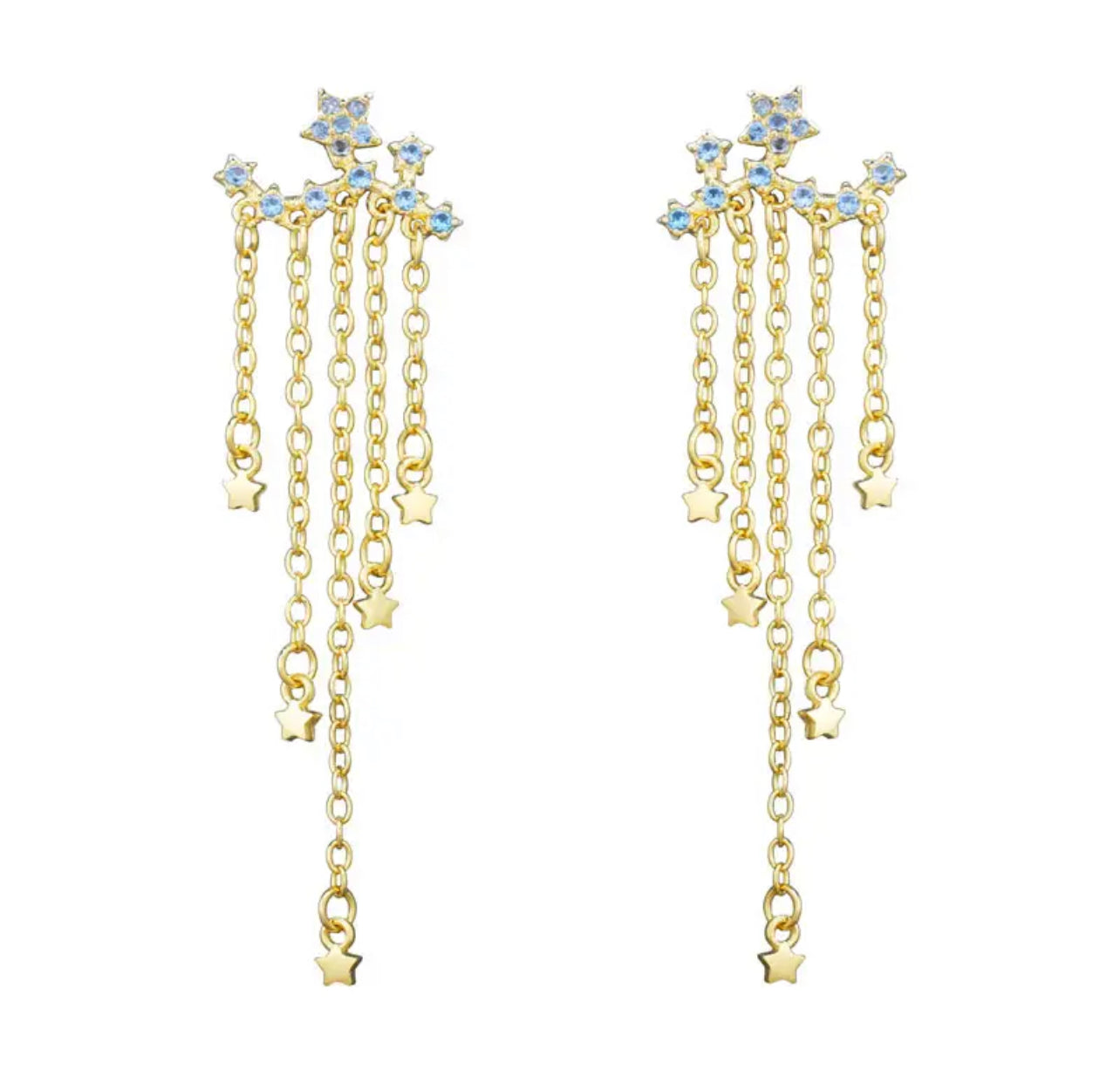 Aqua Raining Stars Earrings