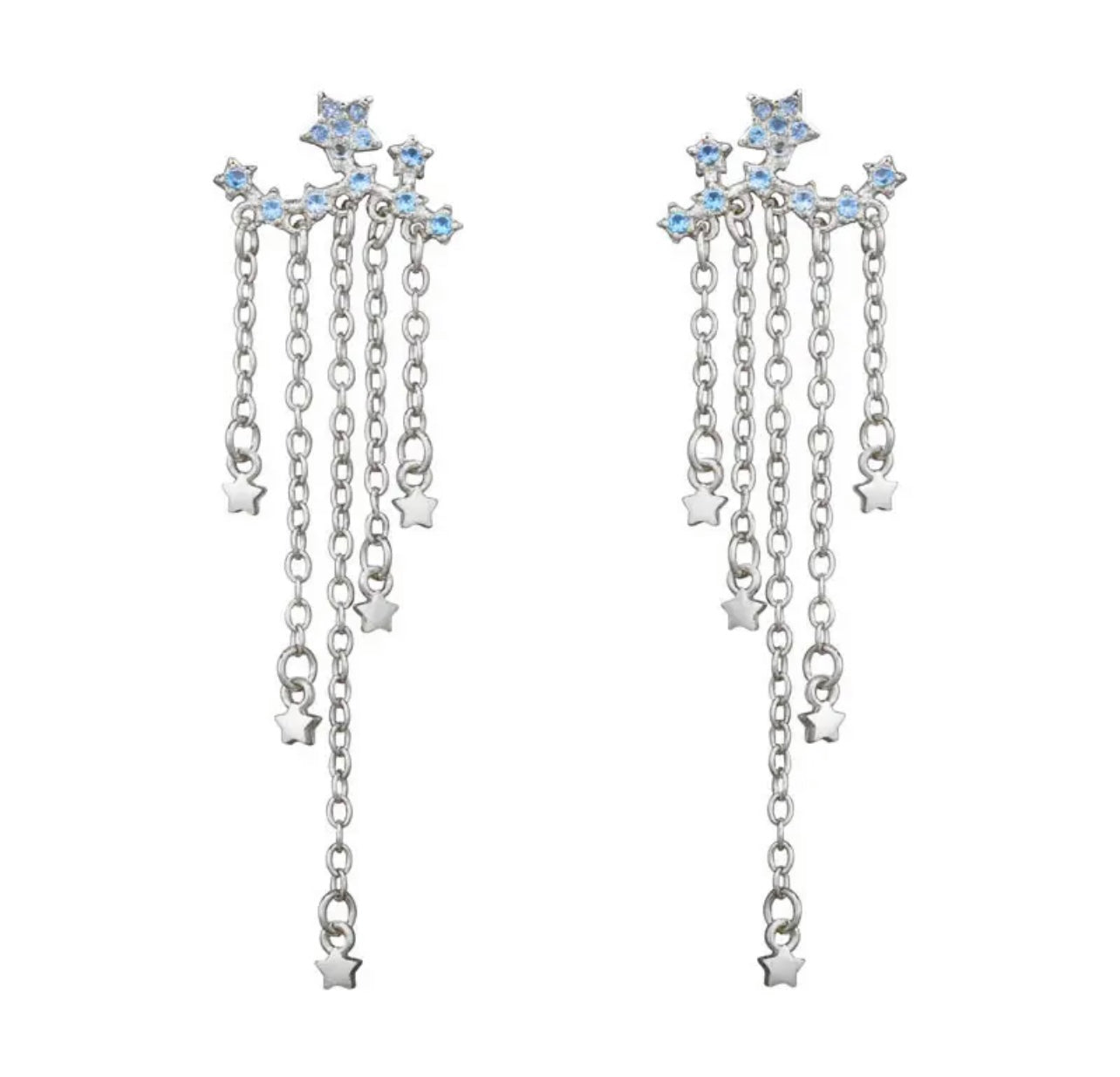 Aqua Raining Stars Earrings