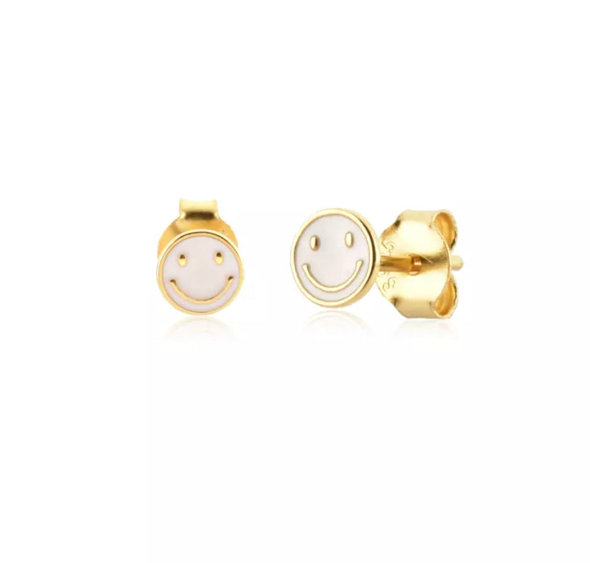 Mini Enamel Smiley Stud