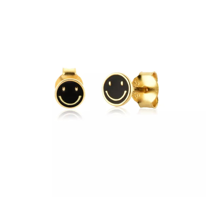 Mini Enamel Smiley Stud