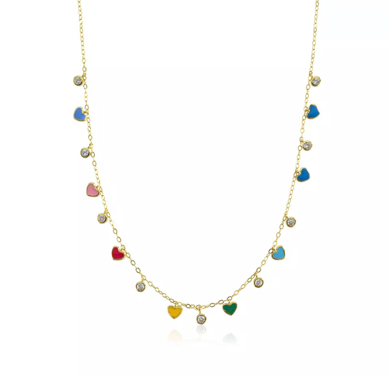 Rainbow Heart Charm Necklace