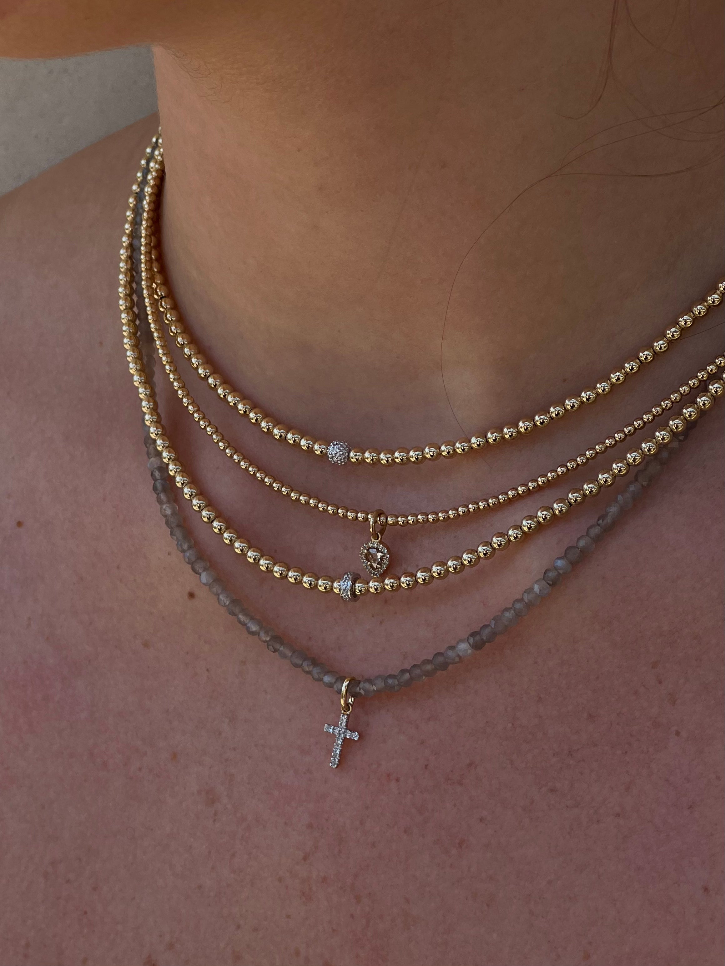 3MM Signature Necklace with 14K Diamond Rondelle