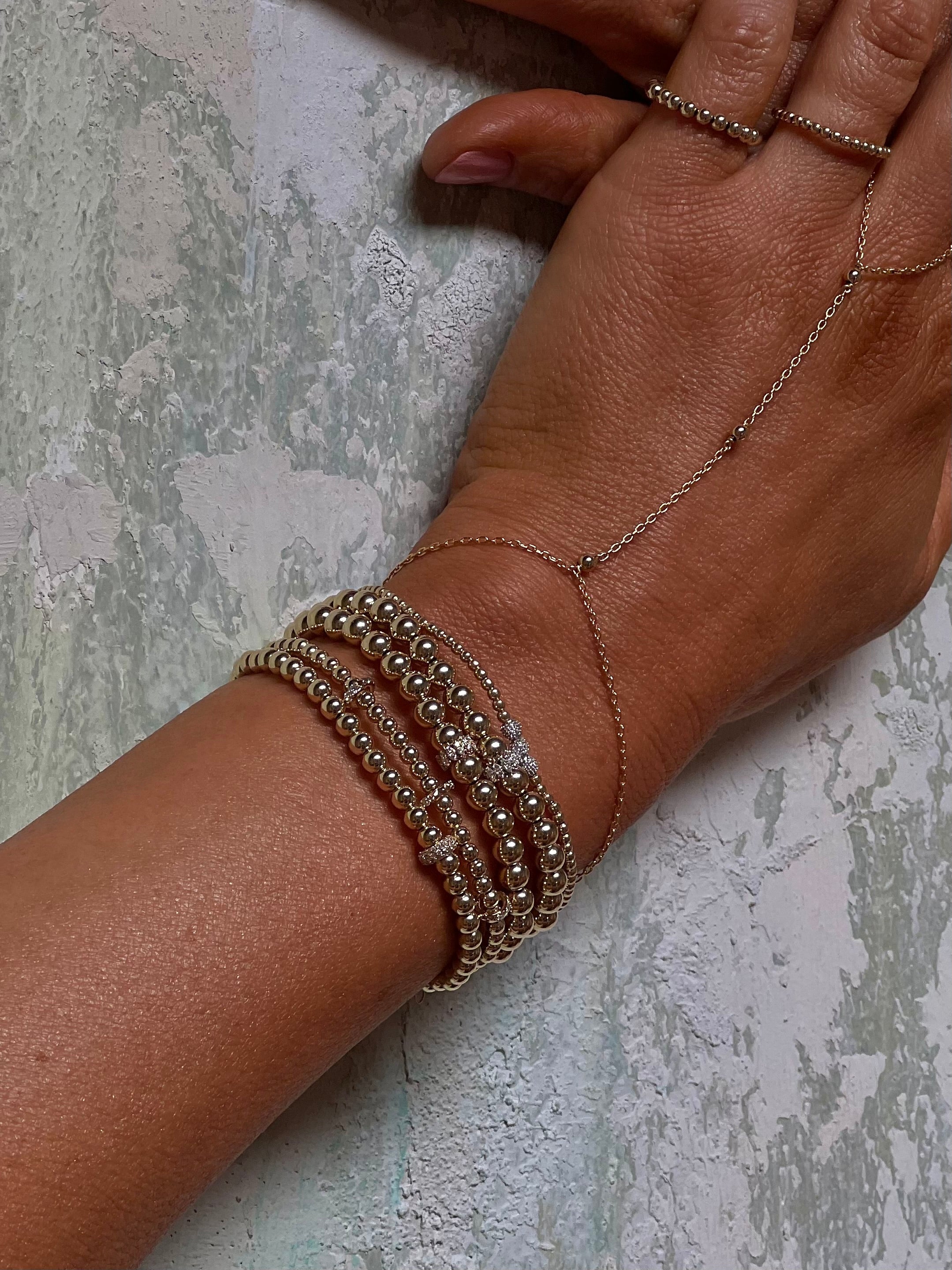 4mm Signature Bracelet with 14k Pave Diamond Rondelle