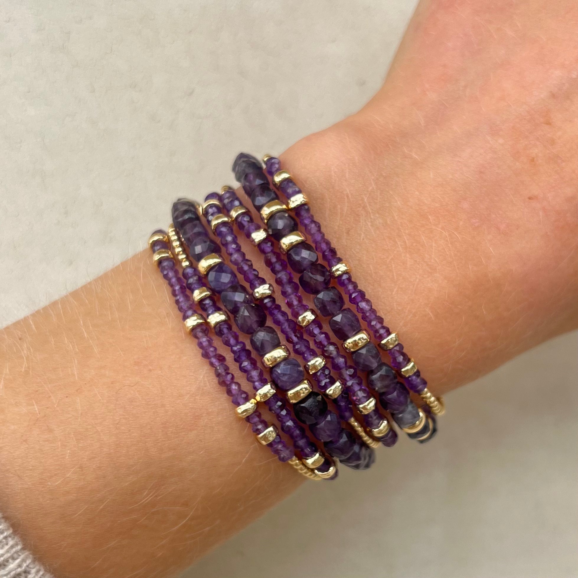 Amethyst and Rondelle Pattern Bracelet