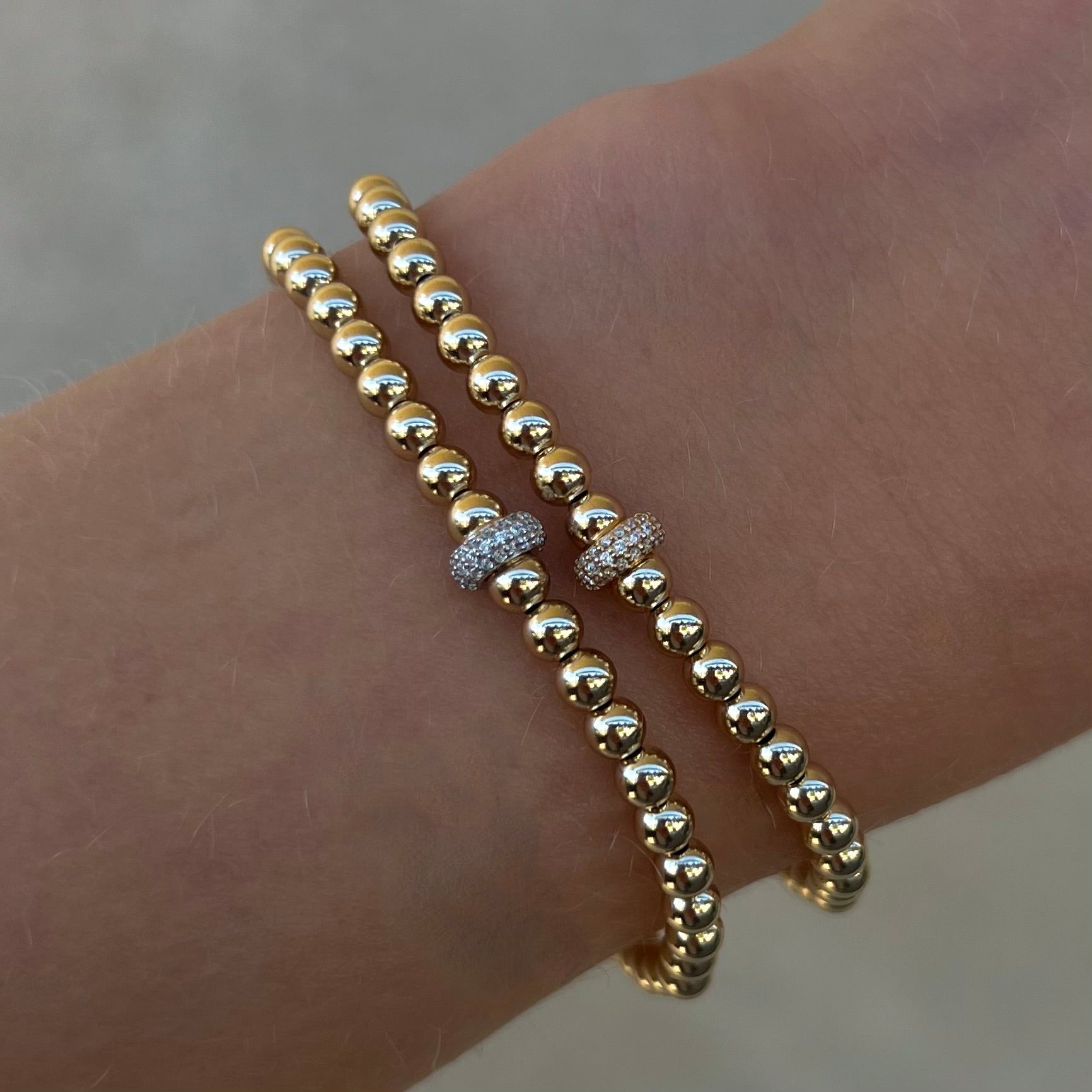 4mm Signature Bracelet with 14k Pave Diamond Rondelle