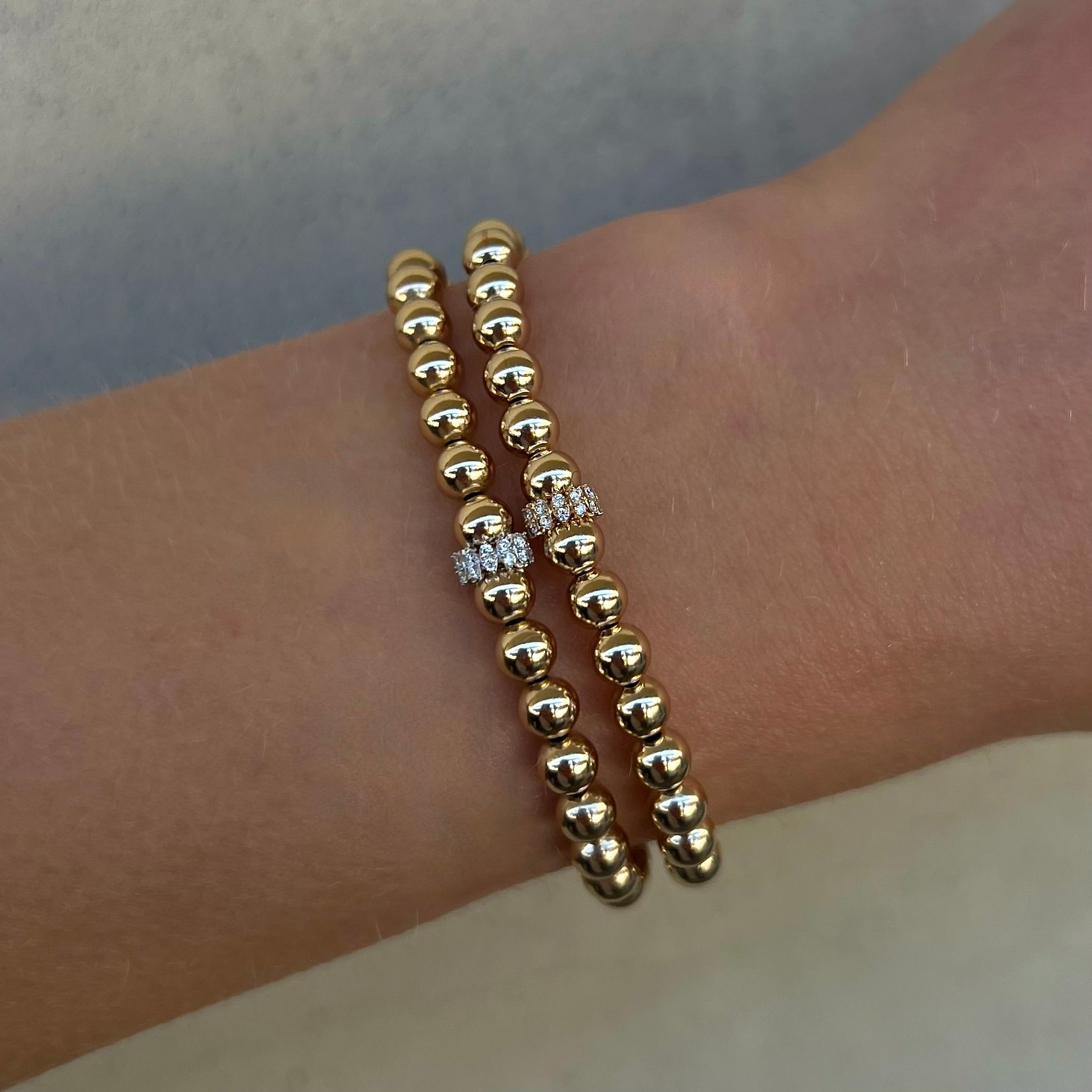 5mm Signature Bracelet with 14k Marquise Diamond Rondelle