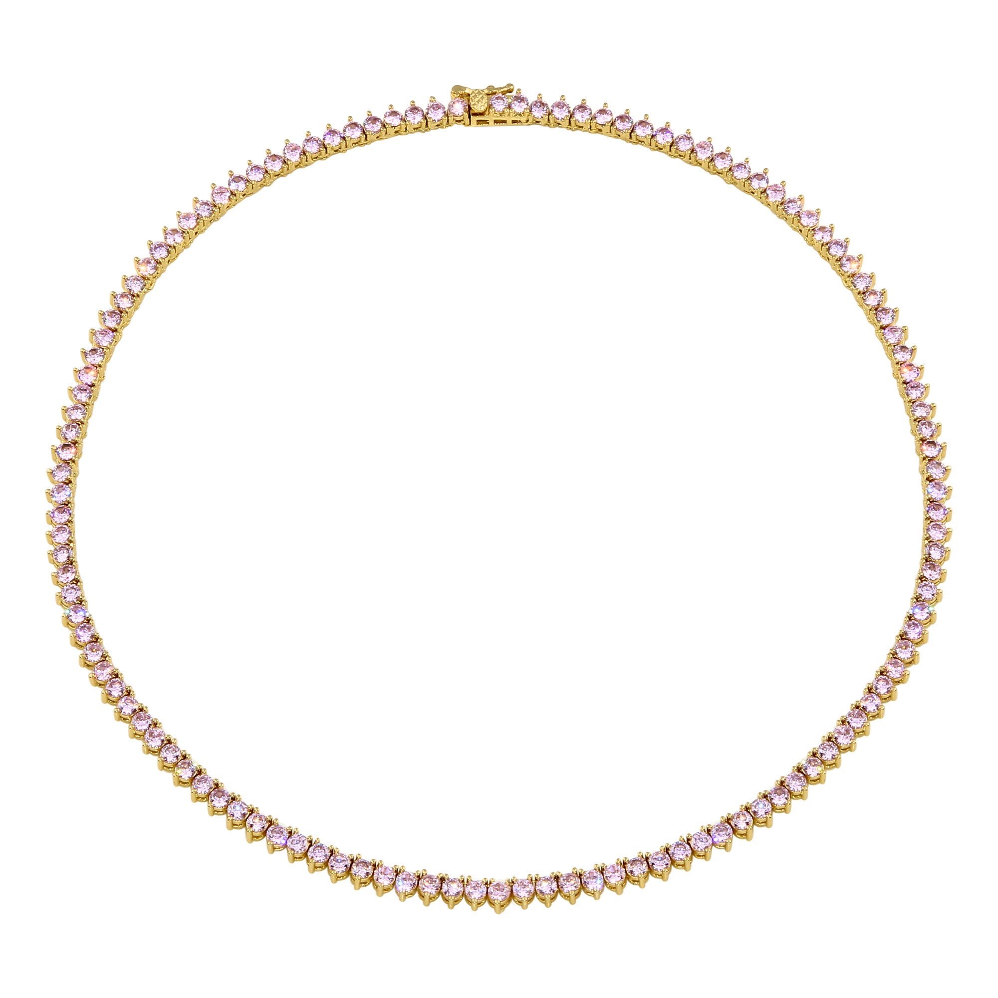 Pink Gold Tennis Necklace