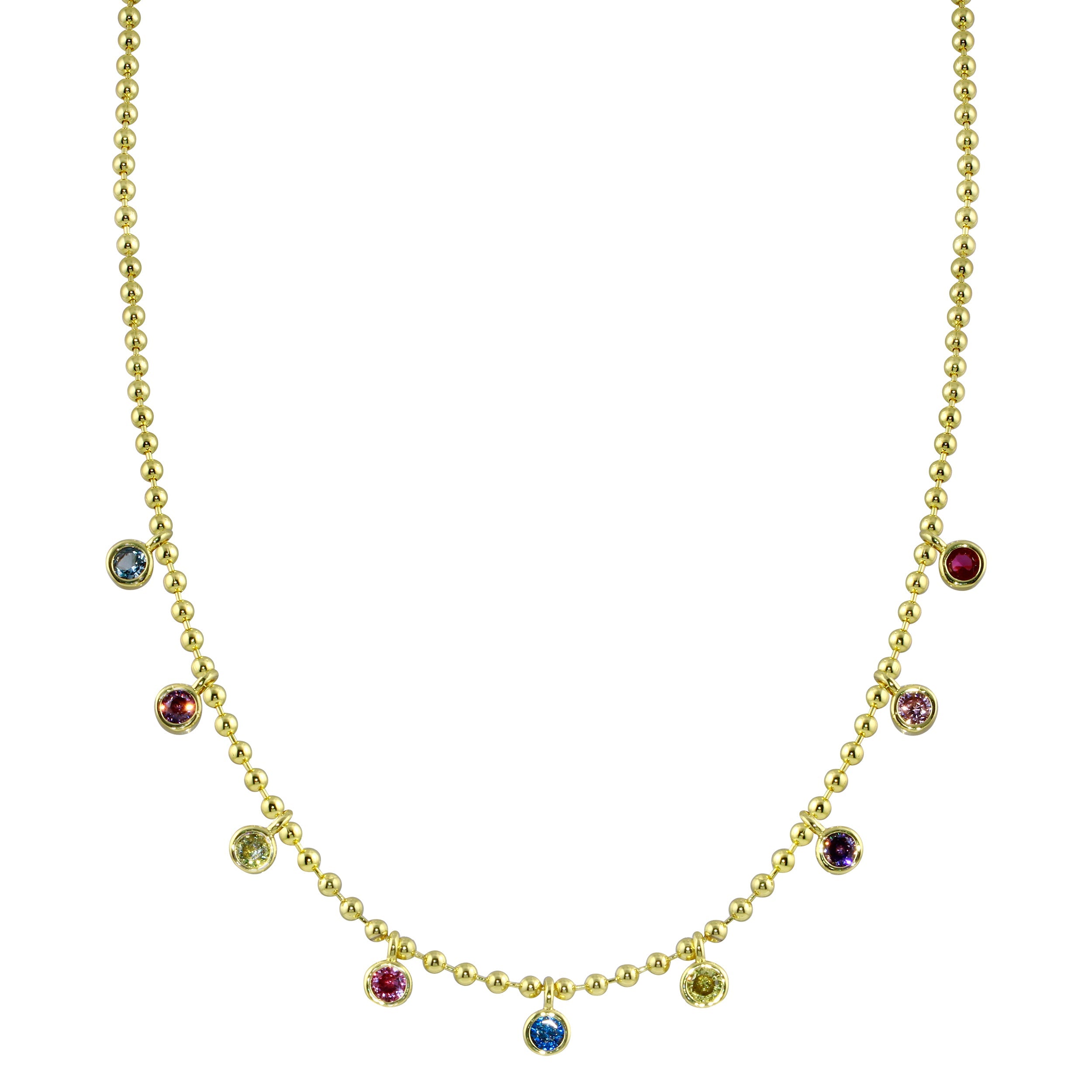 Multi Bezel Rainbow Necklace