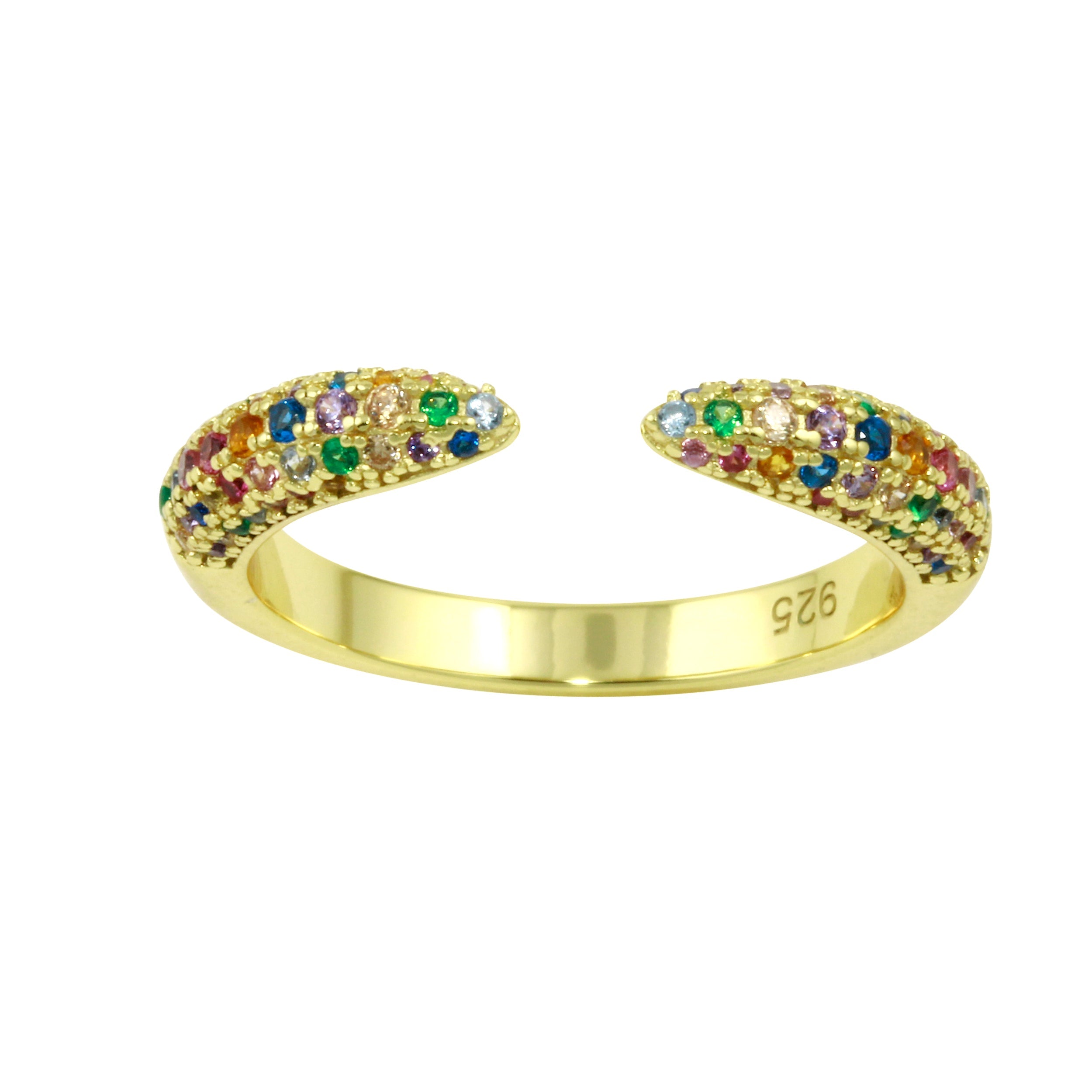 Pave Rainbow Claw Ring