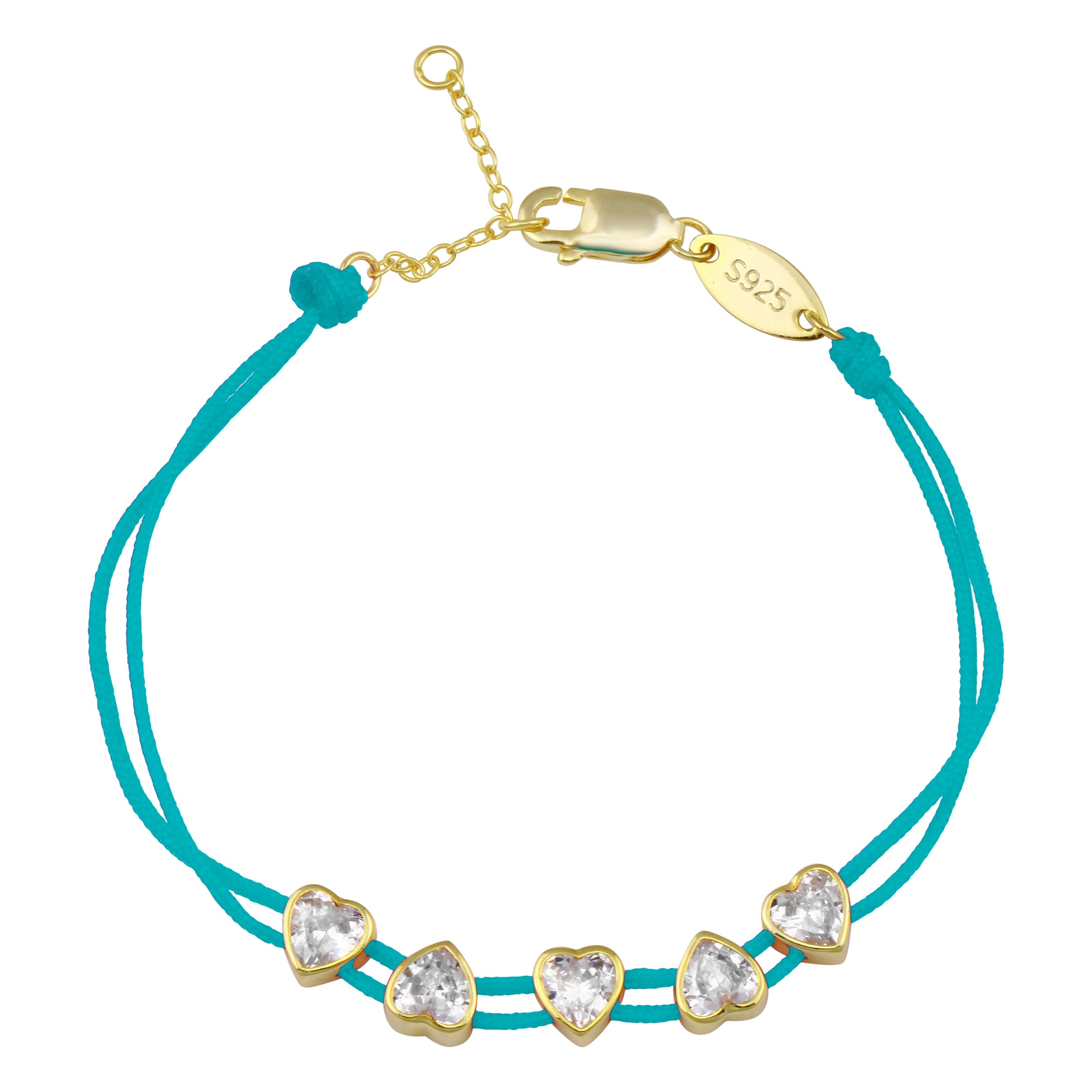 Bezel Hearts String Bracelet