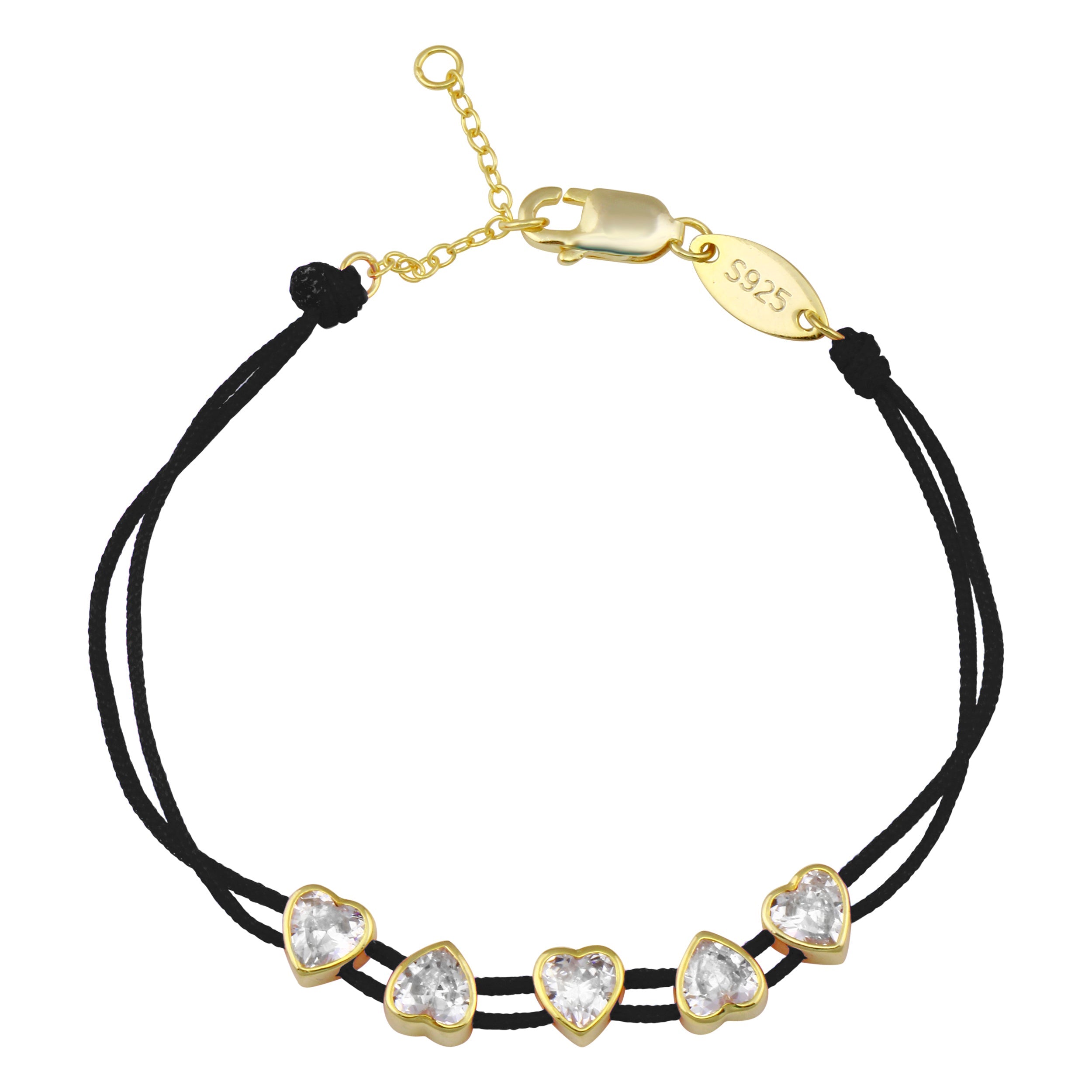 Bezel Hearts String Bracelet