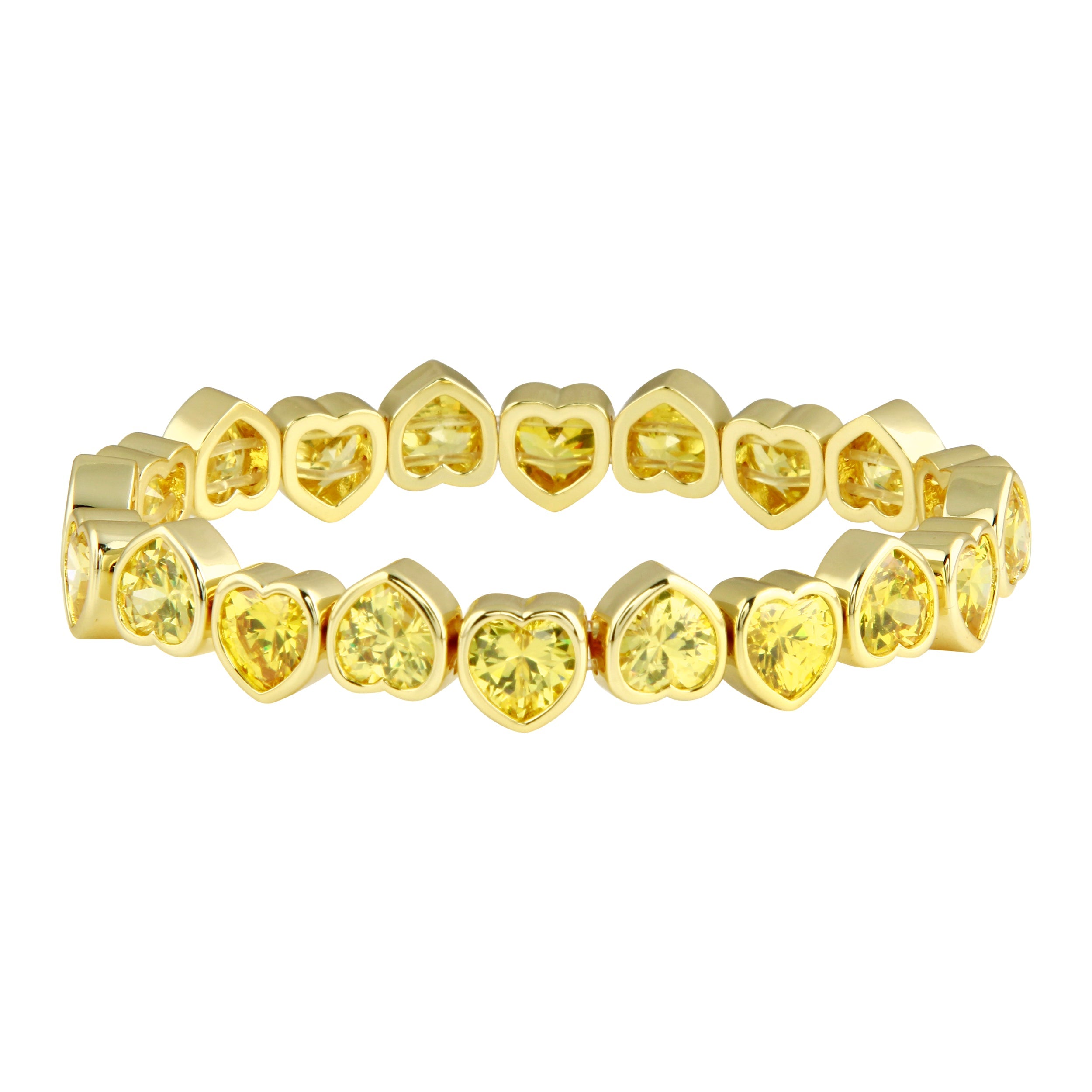 Yellow Stretchy Bezel Heart Bracelet