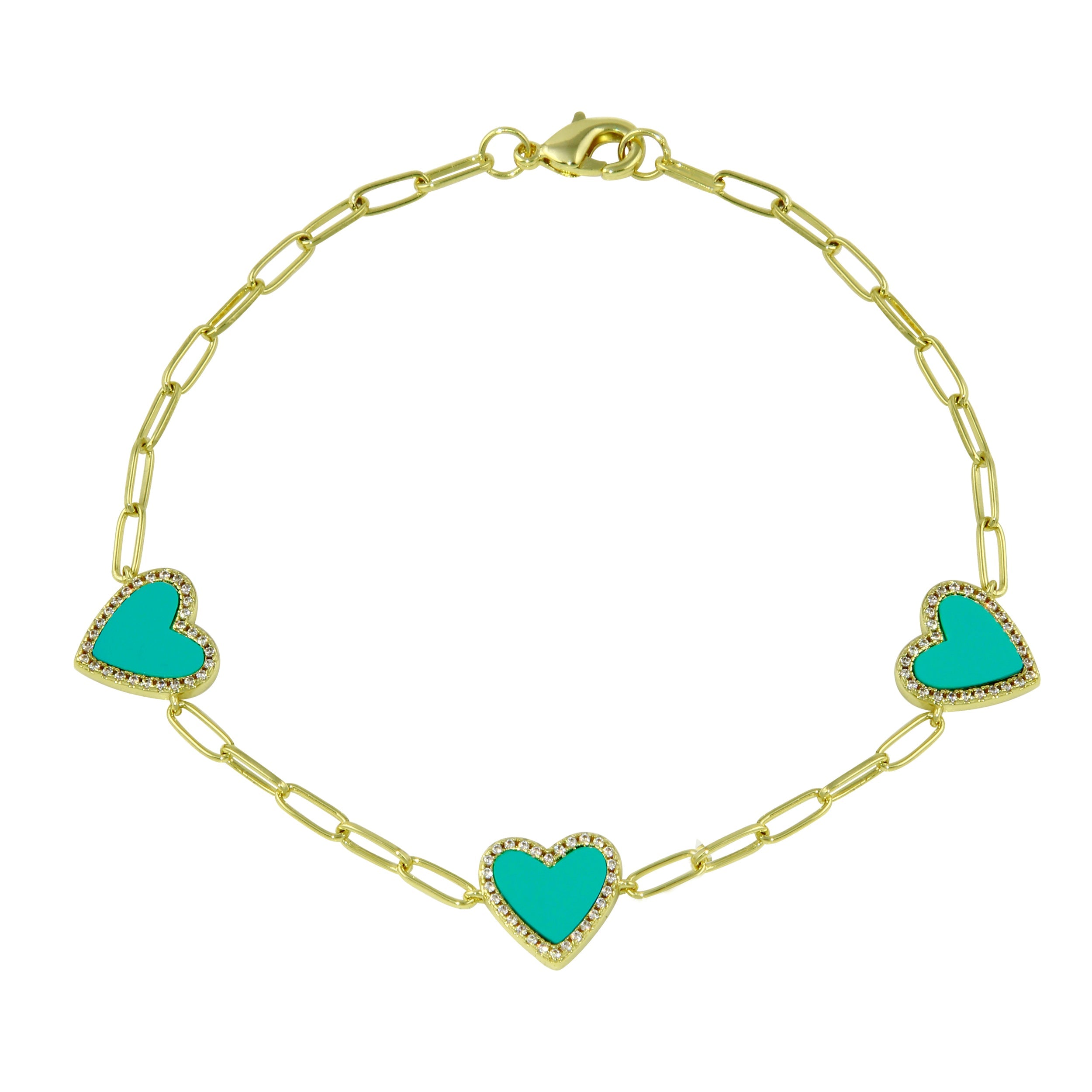 Paperclip Heart Stone Bracelet