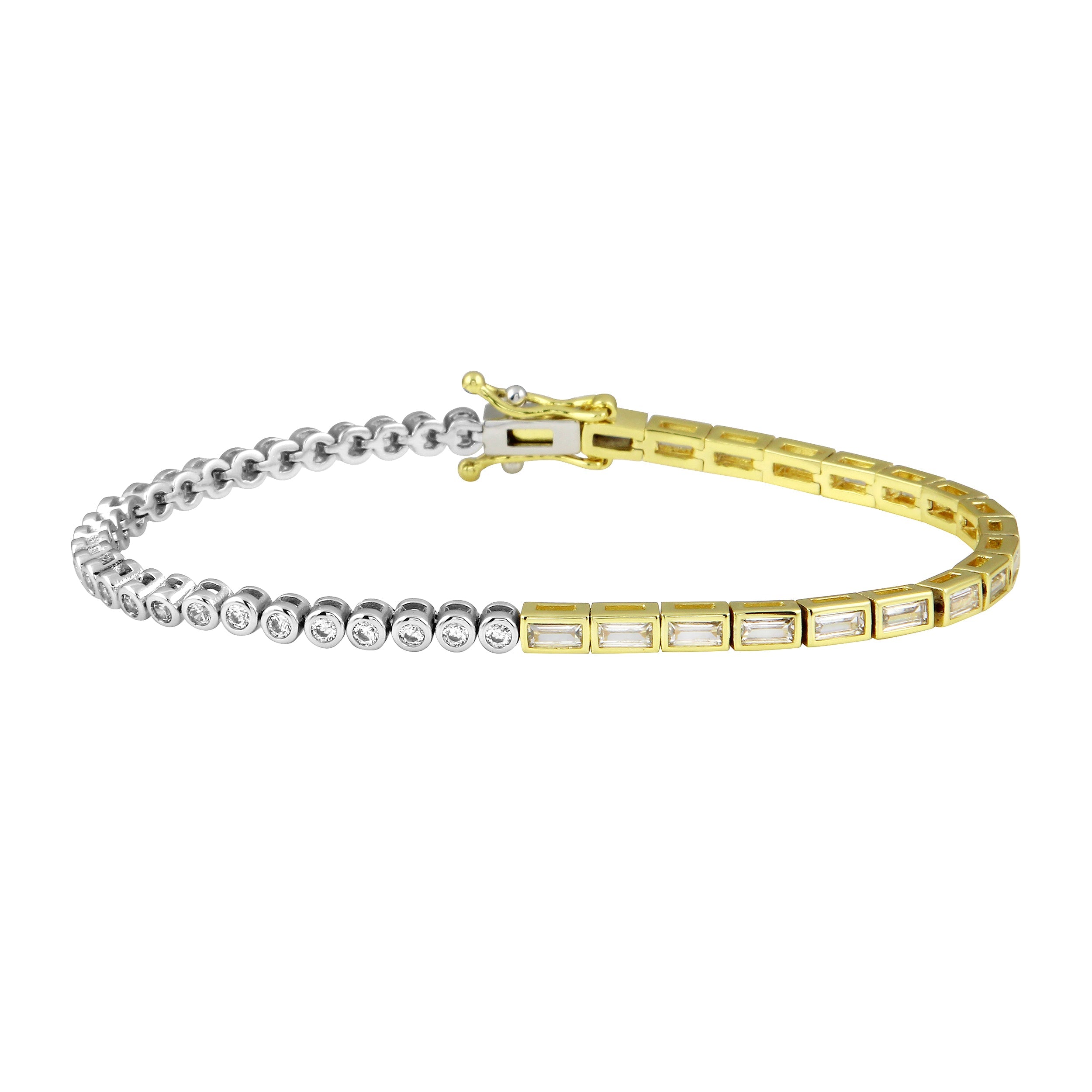 Half Two Tone Bezel Tennis Bracelet