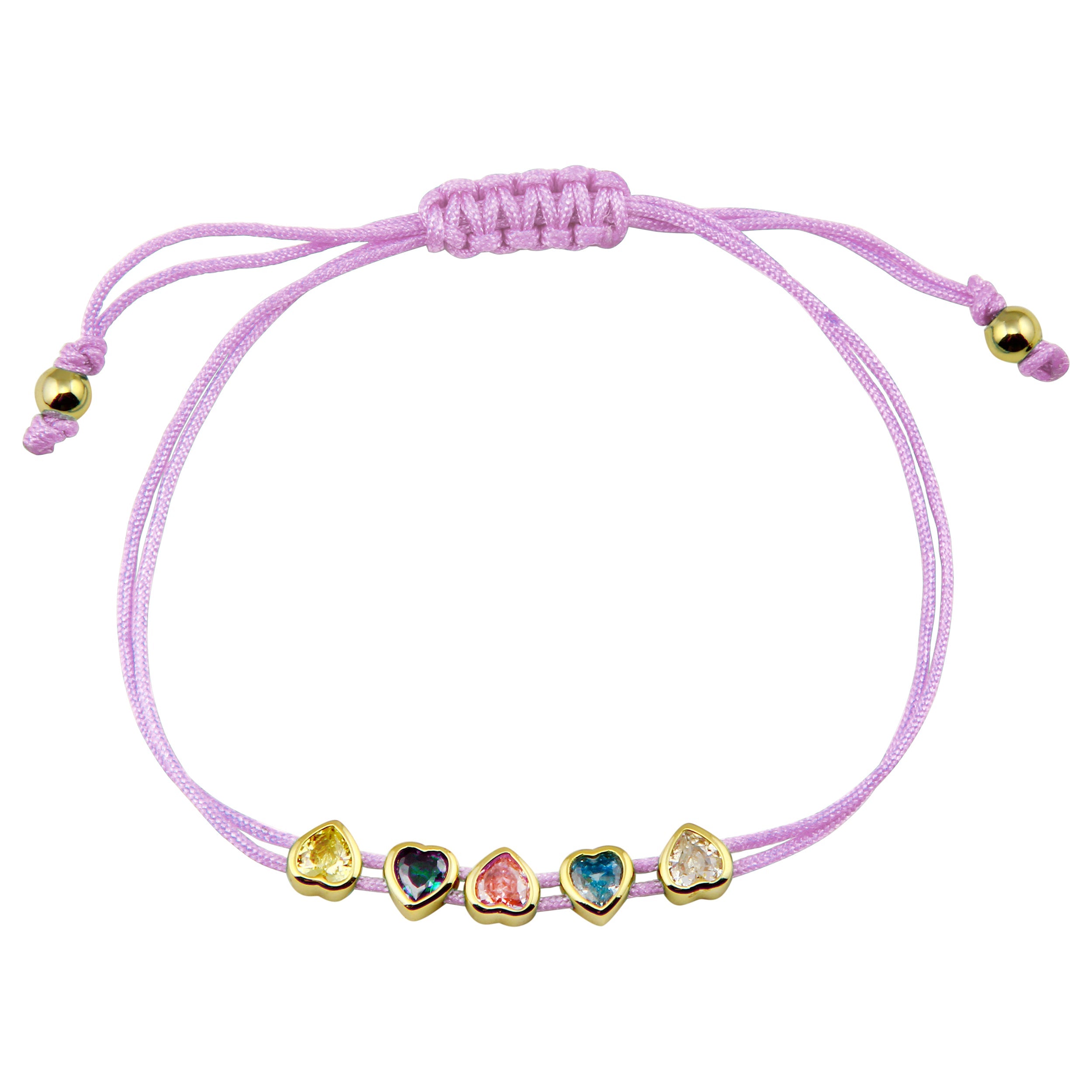 Pastel Heart Pull String Bracelet