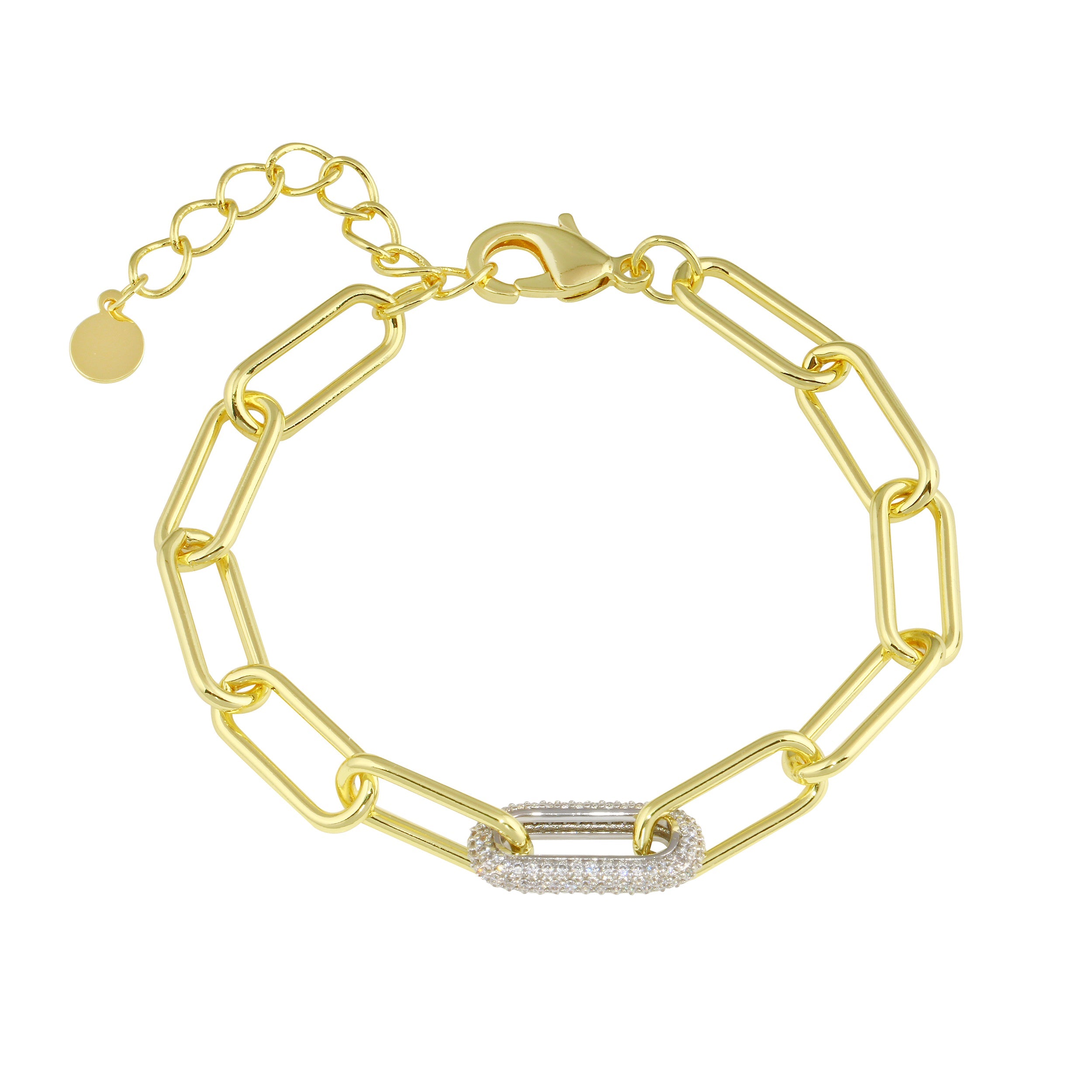 Paperclip Pave Link Bracelet