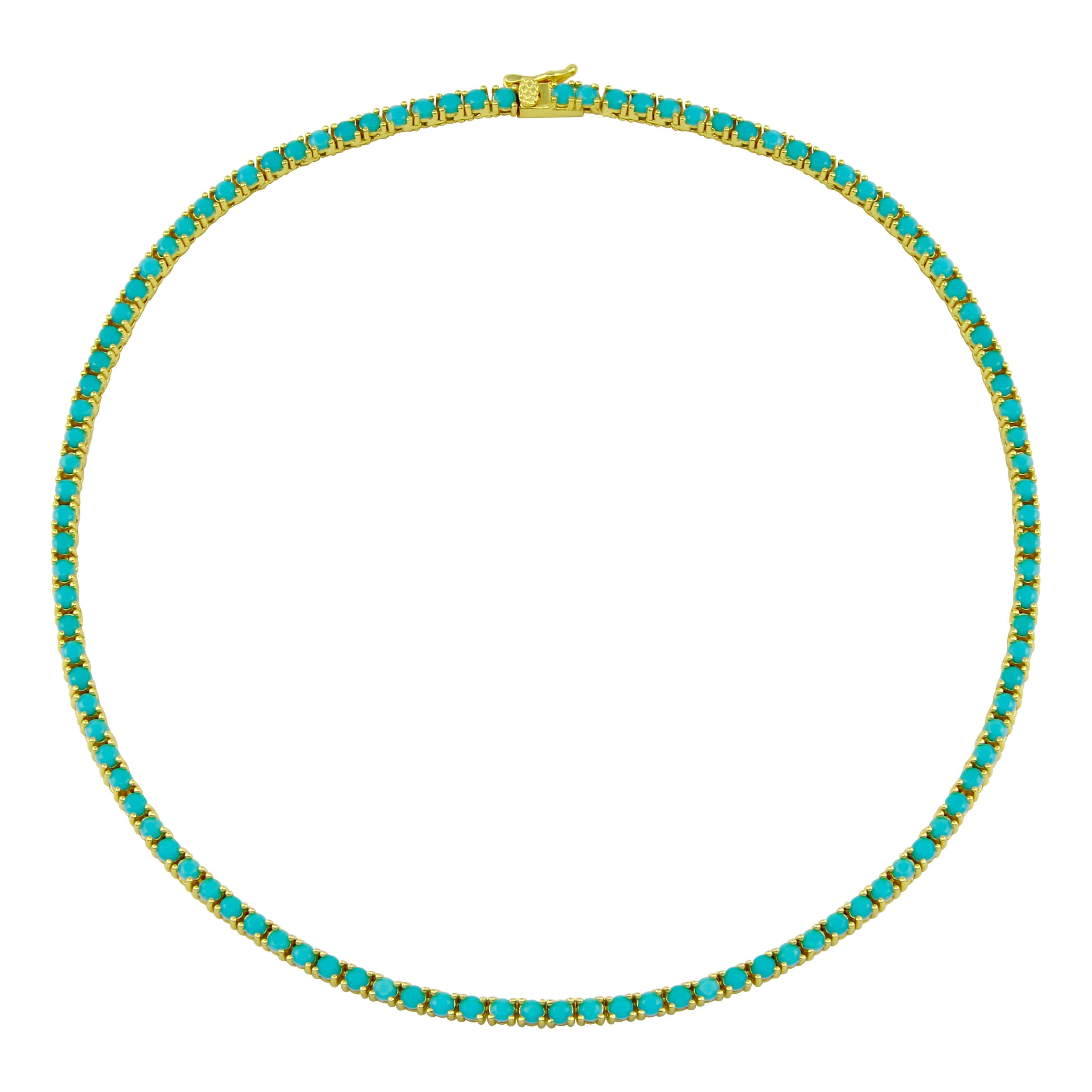 Gold Turquoise Tennis Necklace