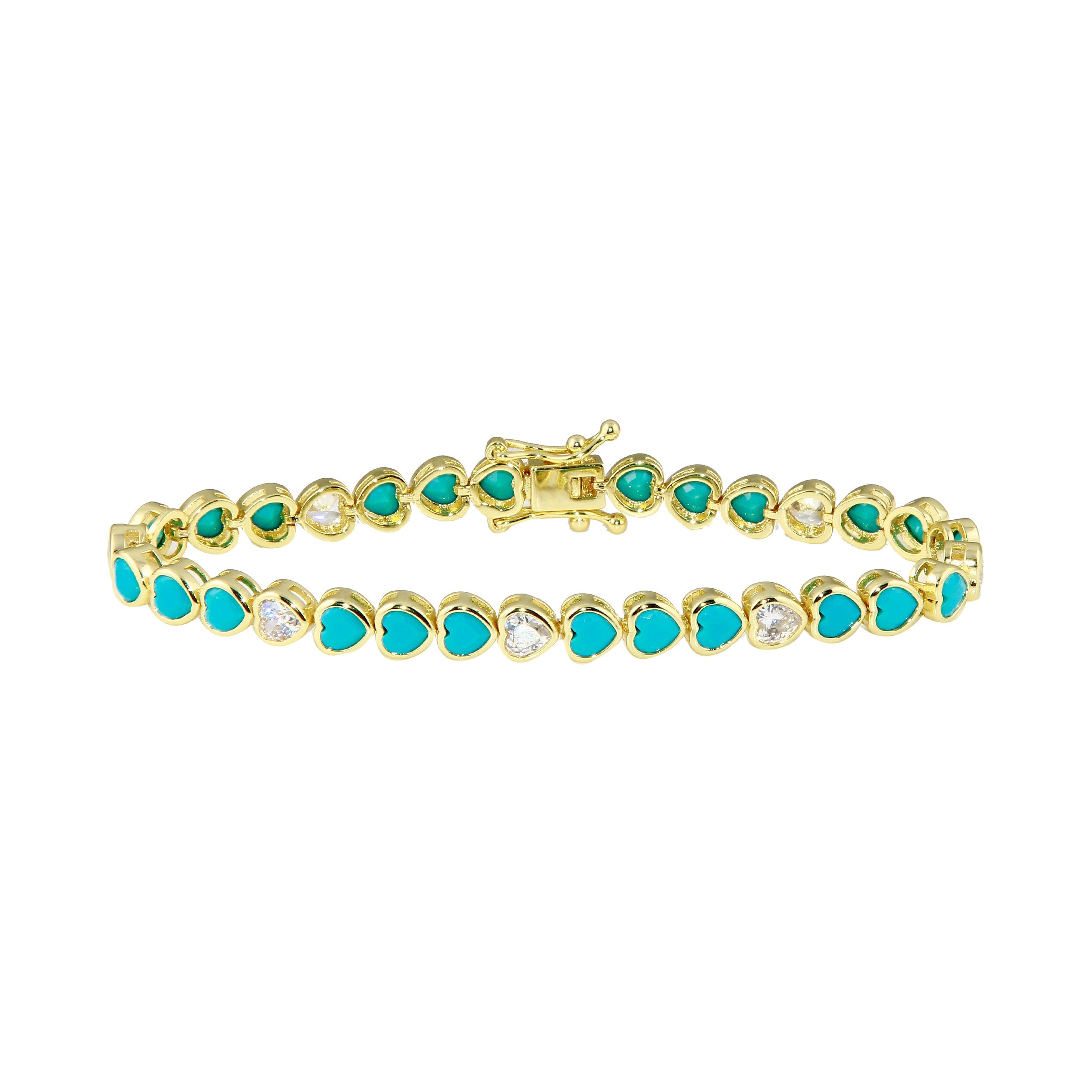 Bezel Heart Turquoise Tennis Bracelet