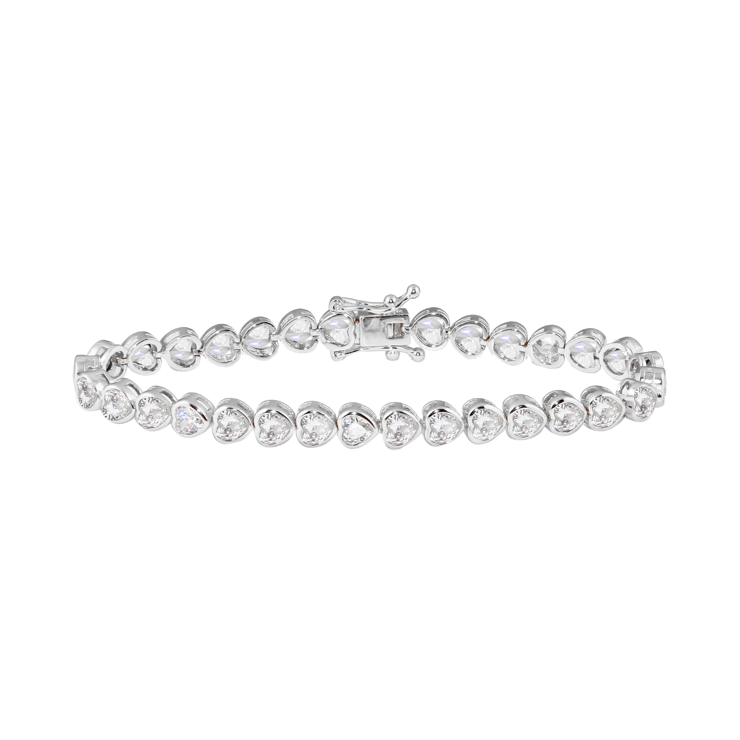 Bezel Heart Tennis Bracelet