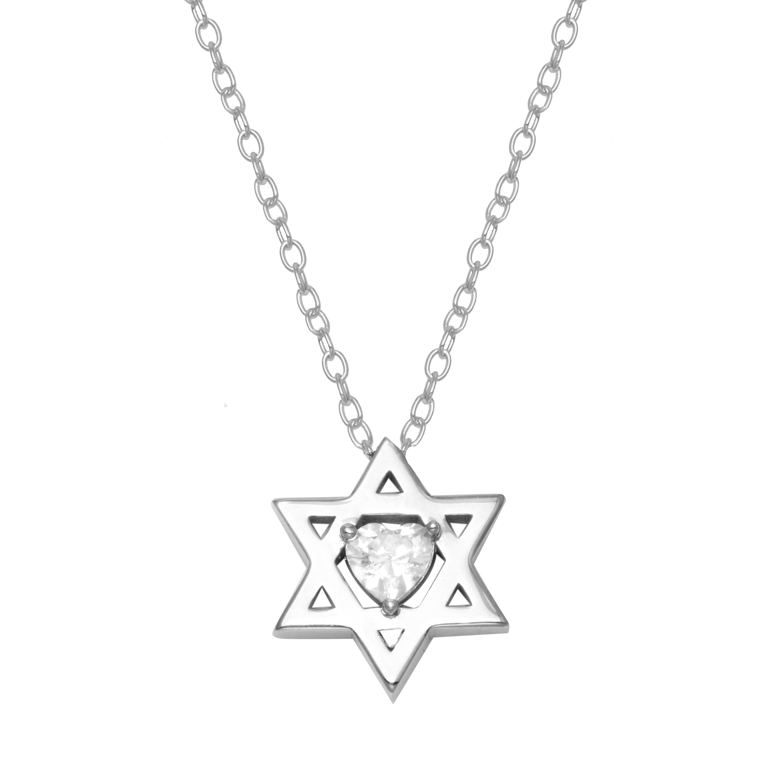 Diamond Heart Star of David Necklace