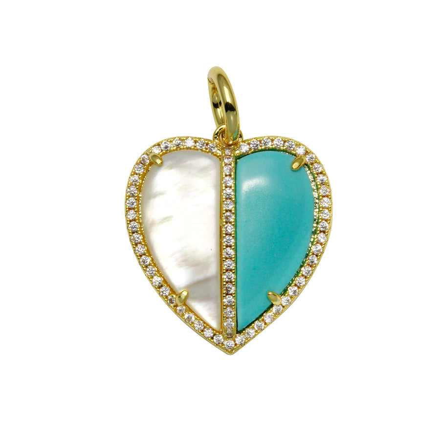 Double Color Stone Heart Charm