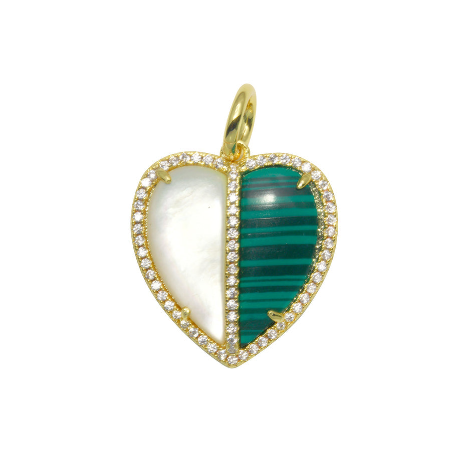 Double Color Stone Heart Charm