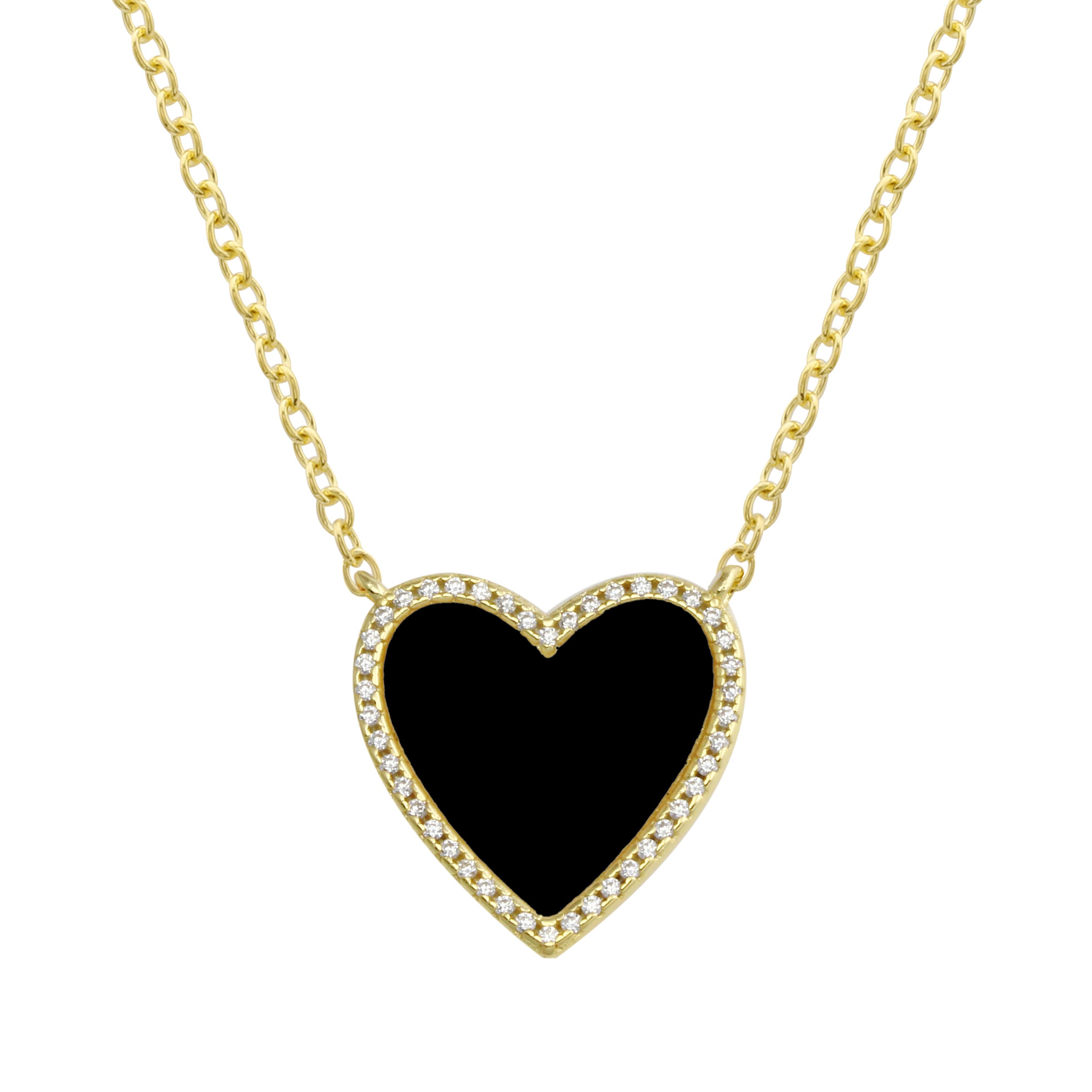 Pave Outline Stone Heart Necklace